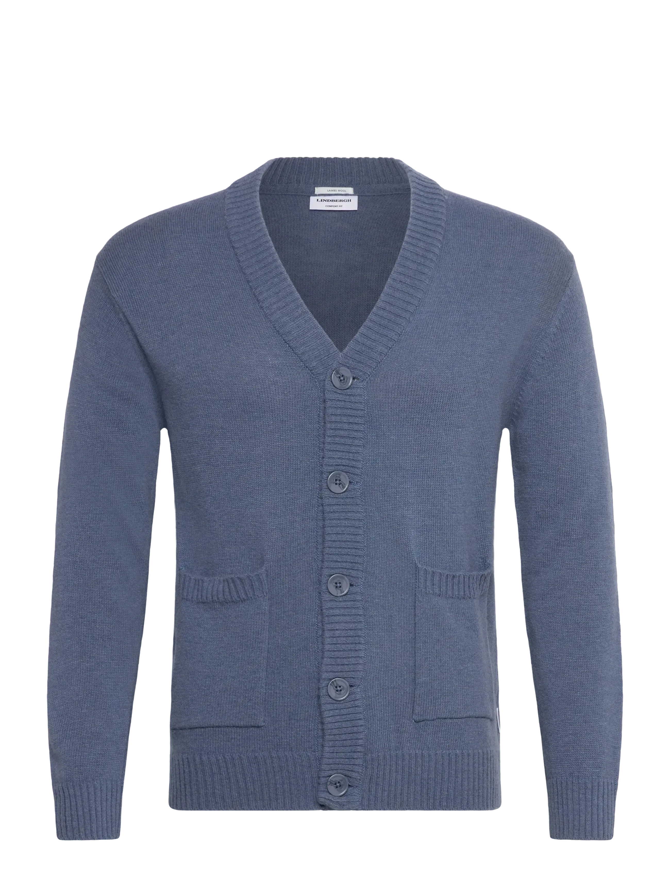 Lambswool  button cardigan - BLUE ICE MEL