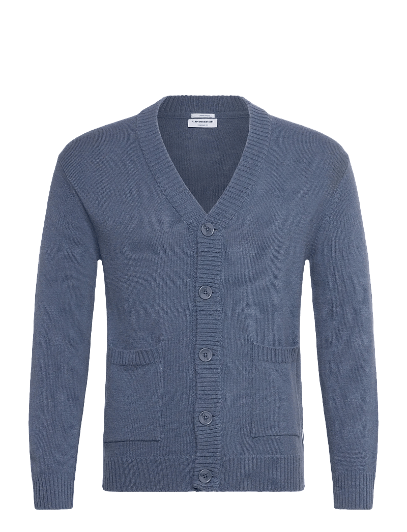 Lindbergh - Lambswool button cardigan - koftor - blue ice mel - 1