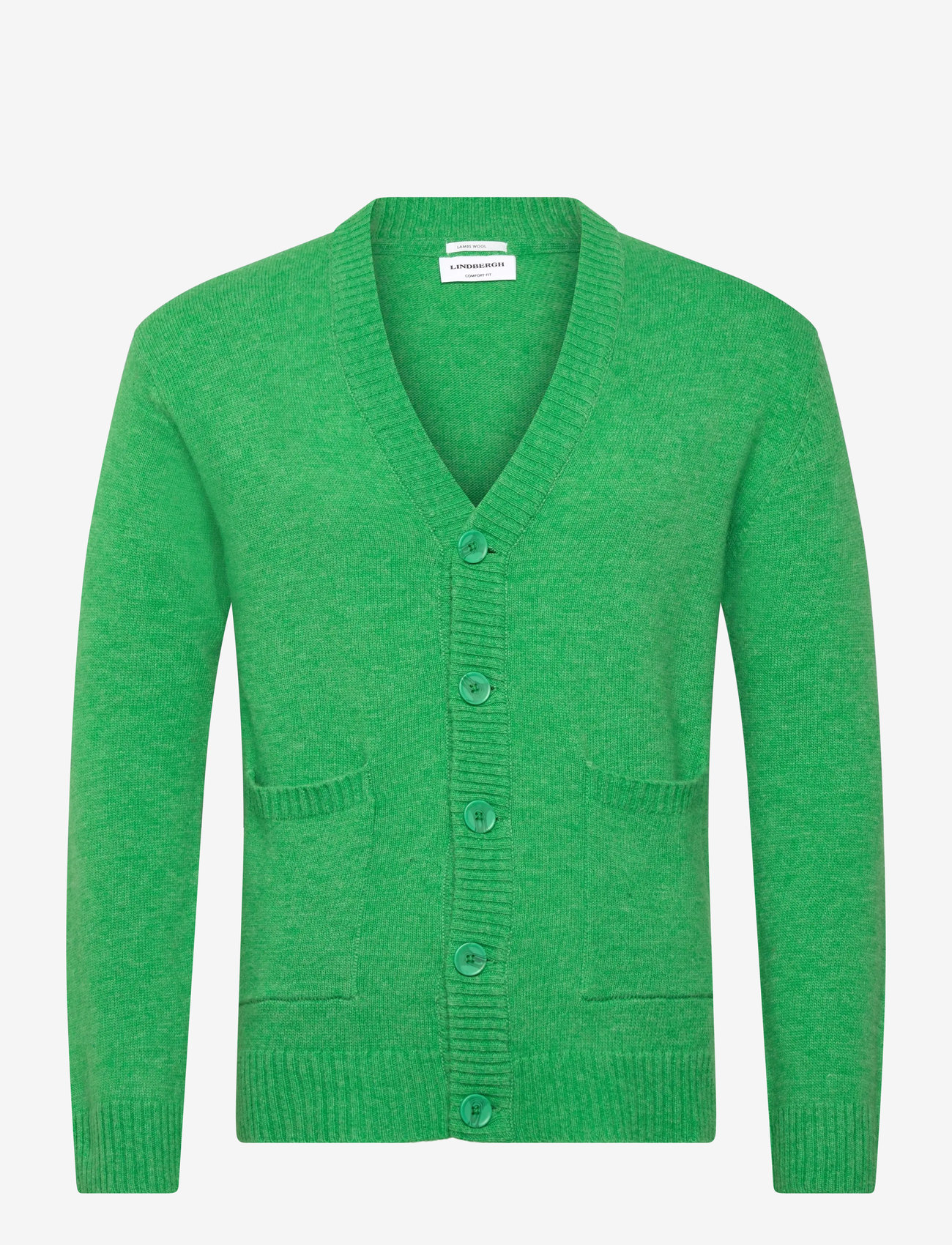 Lindbergh - Lambswool  button cardigan - neuletakit - bright green mel - 0