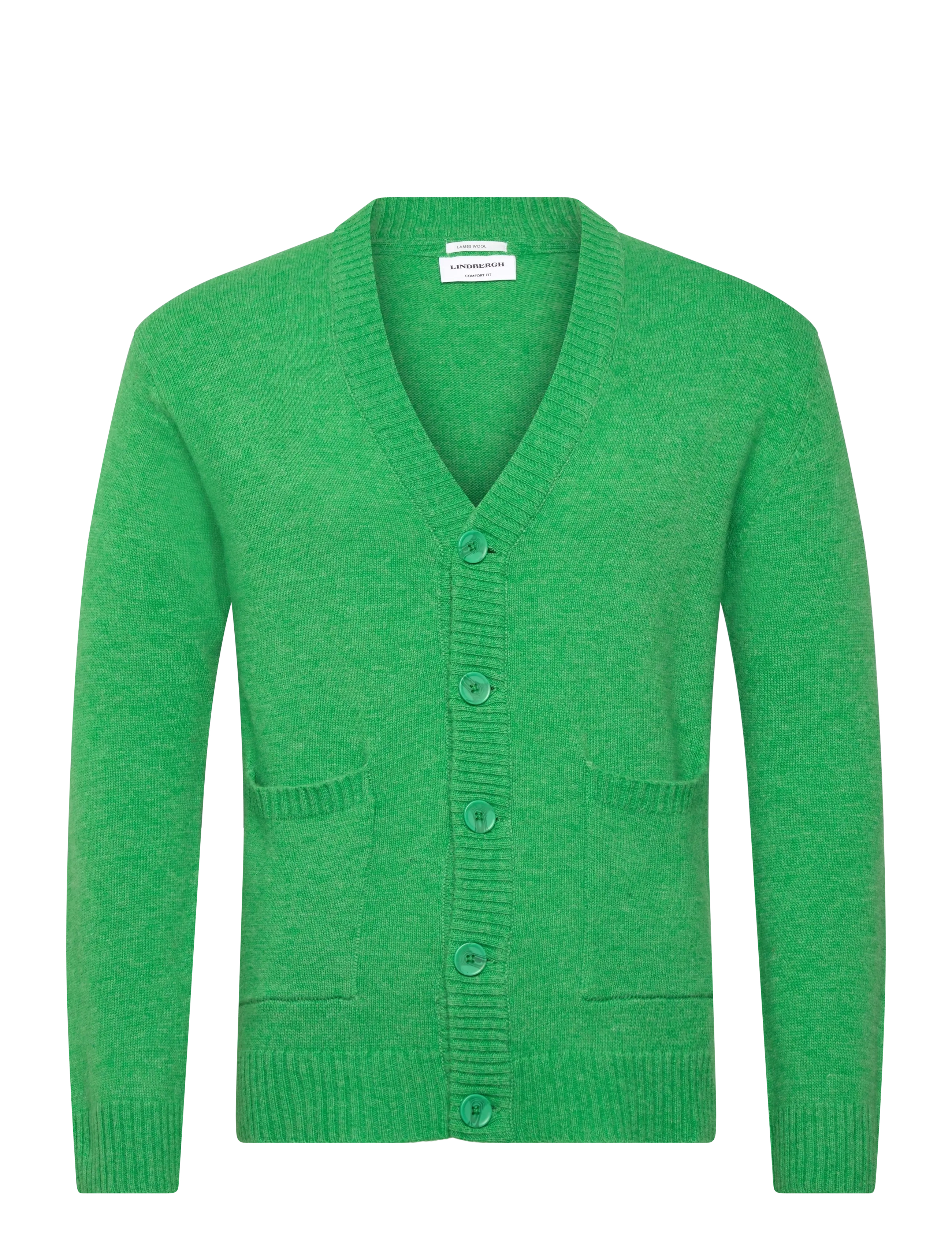 Lindbergh - Lambswool button cardigan - kardiganid - bright green mel - 0