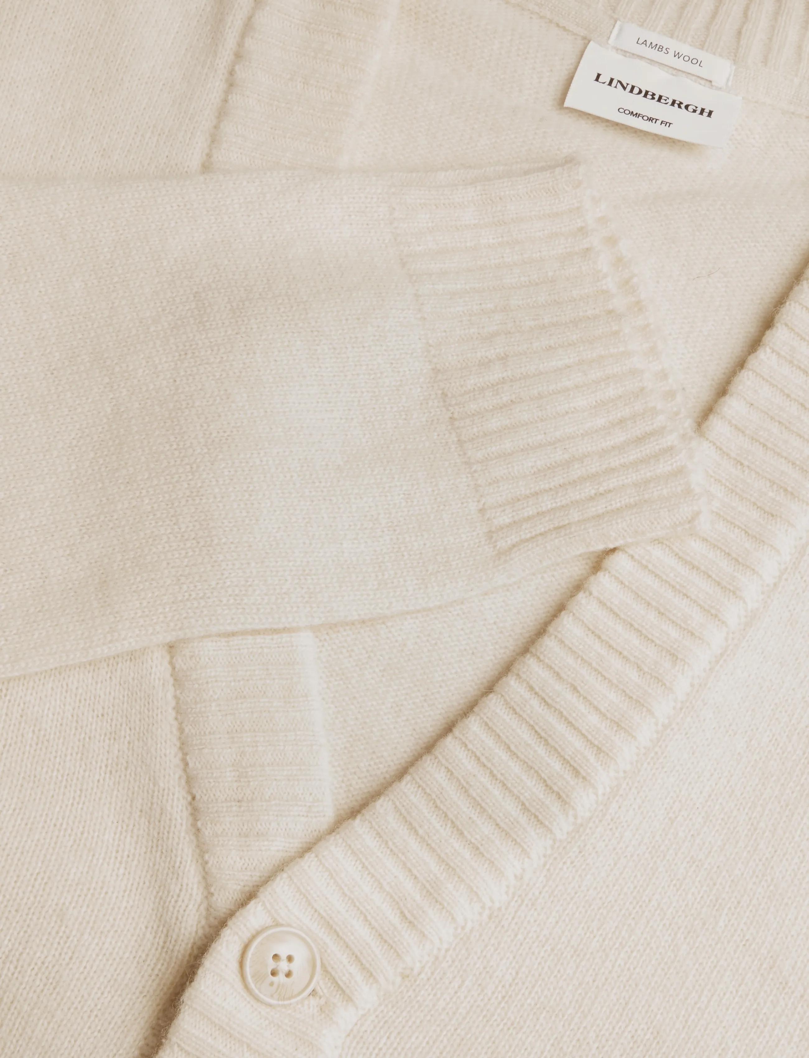 Lindbergh - Lambswool  button cardigan - koftor - chalk white - 2