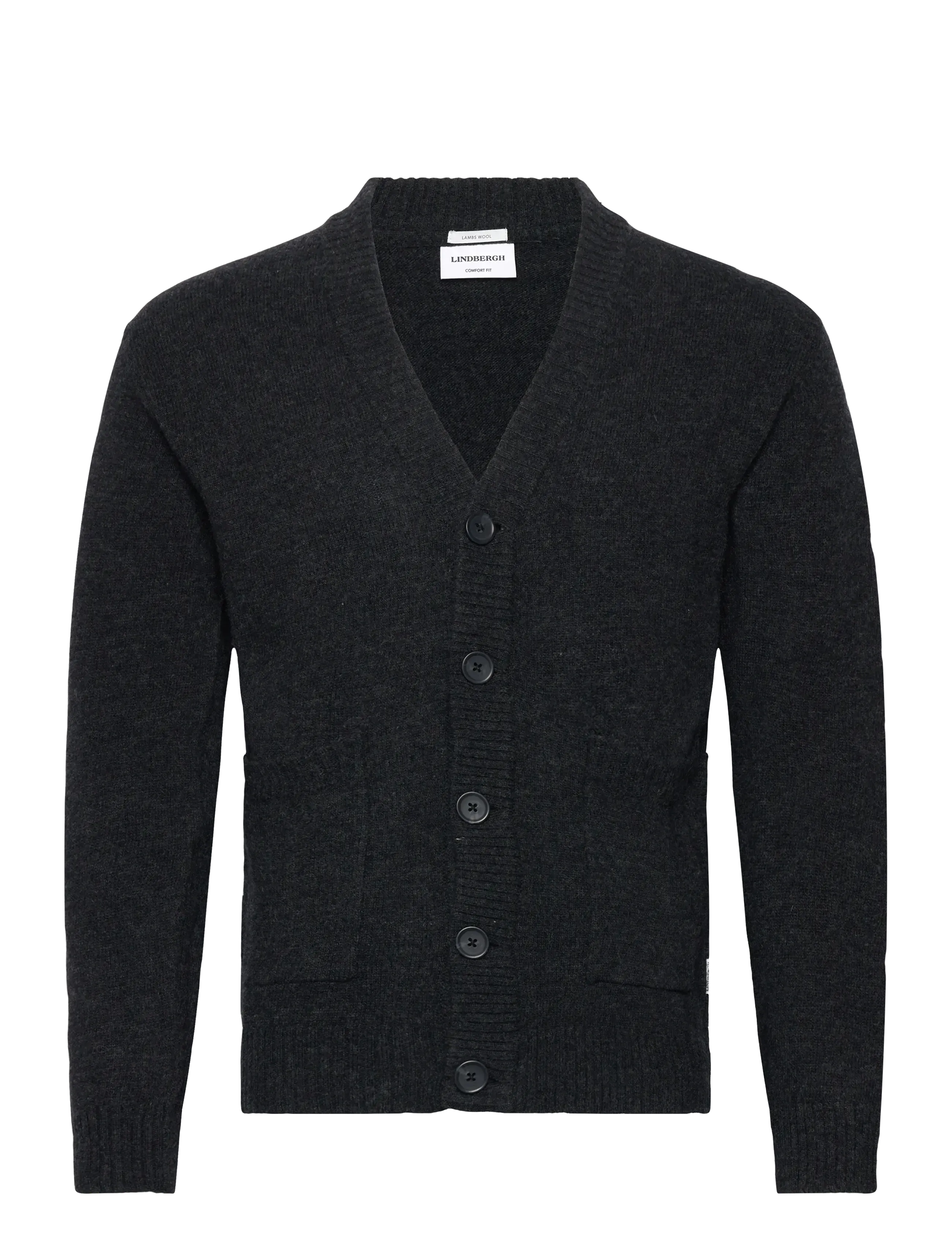 Lindbergh Lambswool  button cardigan - Cardigans - CHARCOAL MEL / grey
