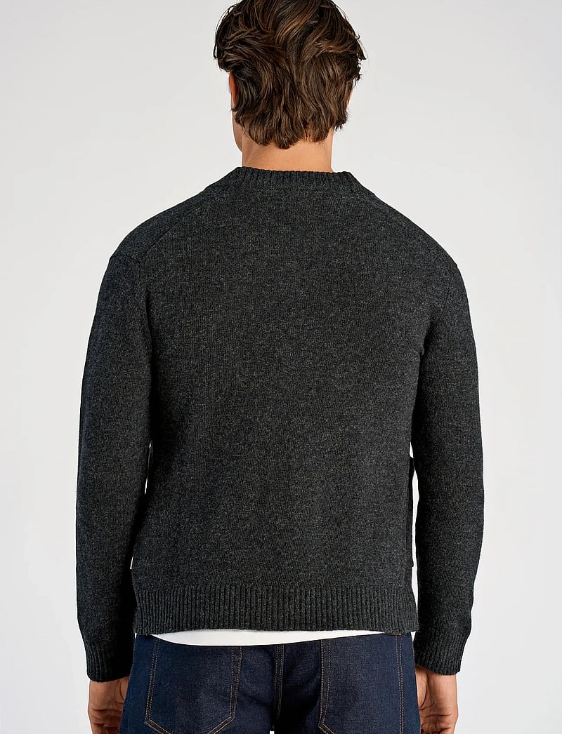 Lindbergh - Lambswool button cardigan - cardigans - charcoal mel - 3