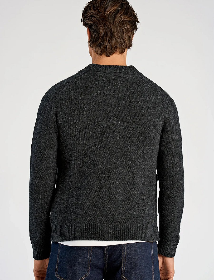 Lindbergh - Lambswool button cardigan - cardigans - charcoal mel - 3