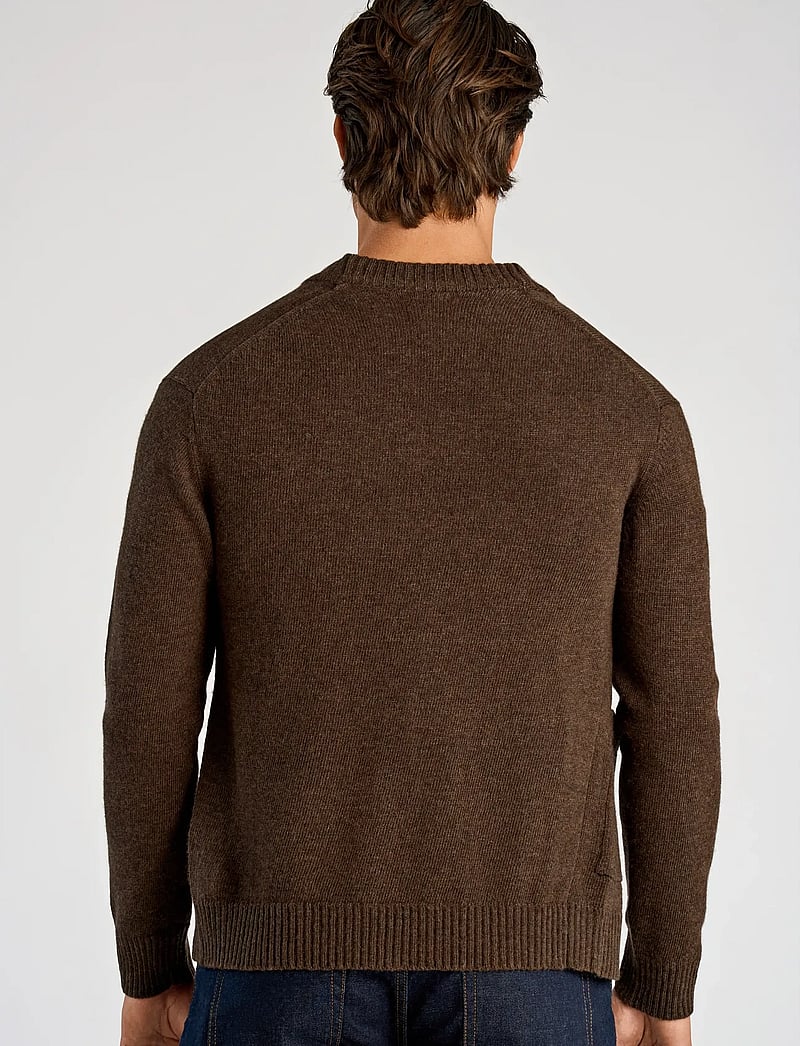 Lindbergh - Lambswool button cardigan - koftor - dk brown mel - 3
