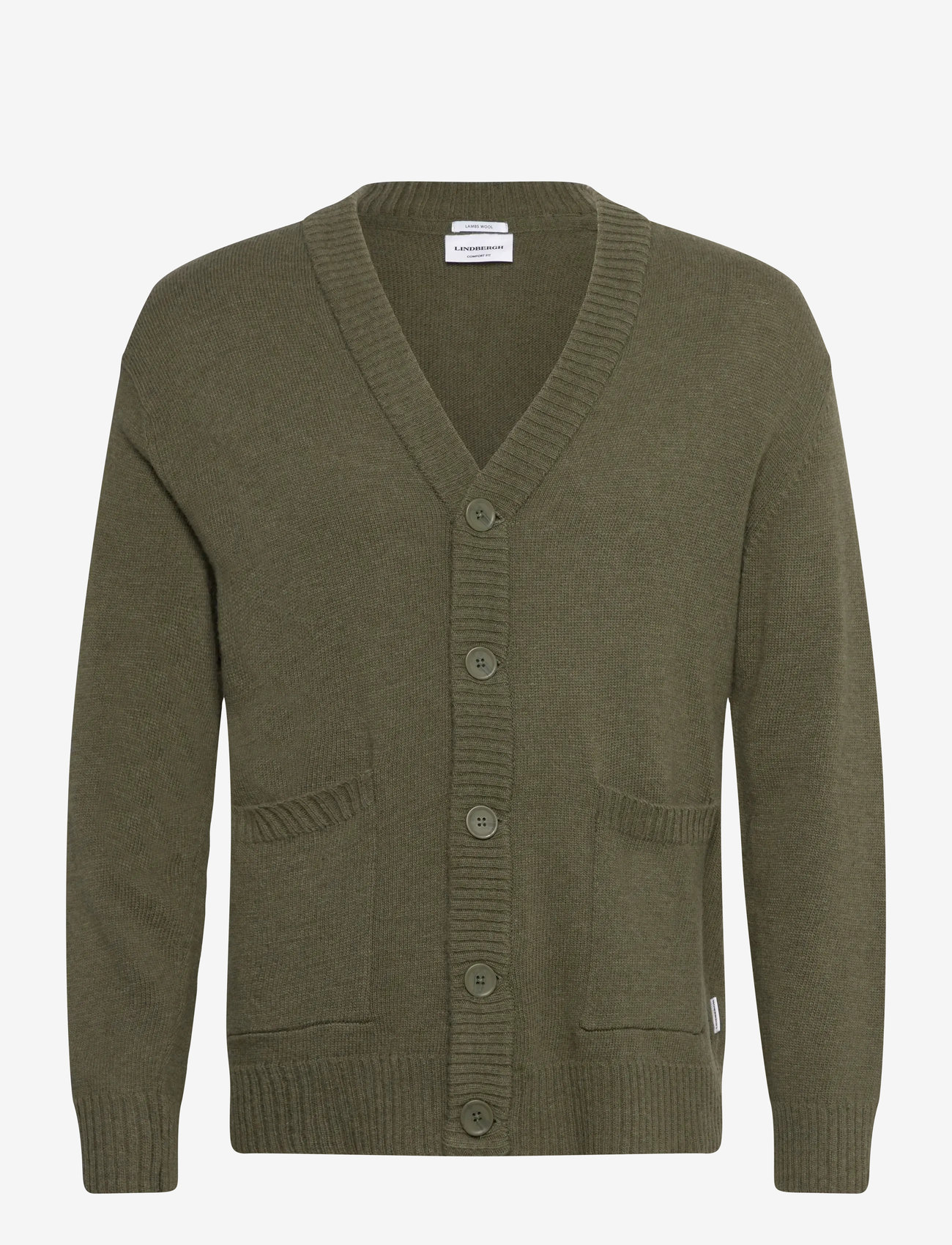 Lindbergh - Lambswool  button cardigan - sügisesed riided - dusty army - 0