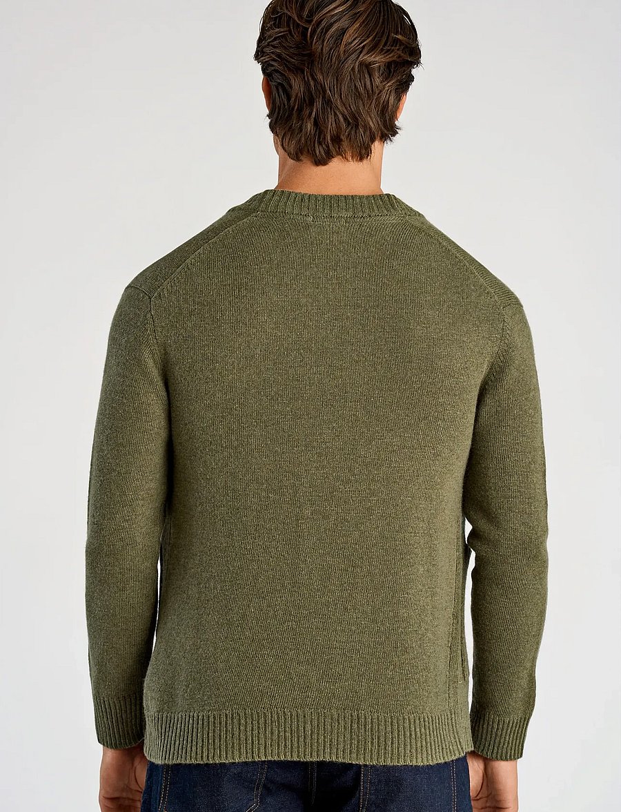 Lindbergh - Lambswool button cardigan - cardigans - dusty army - 3