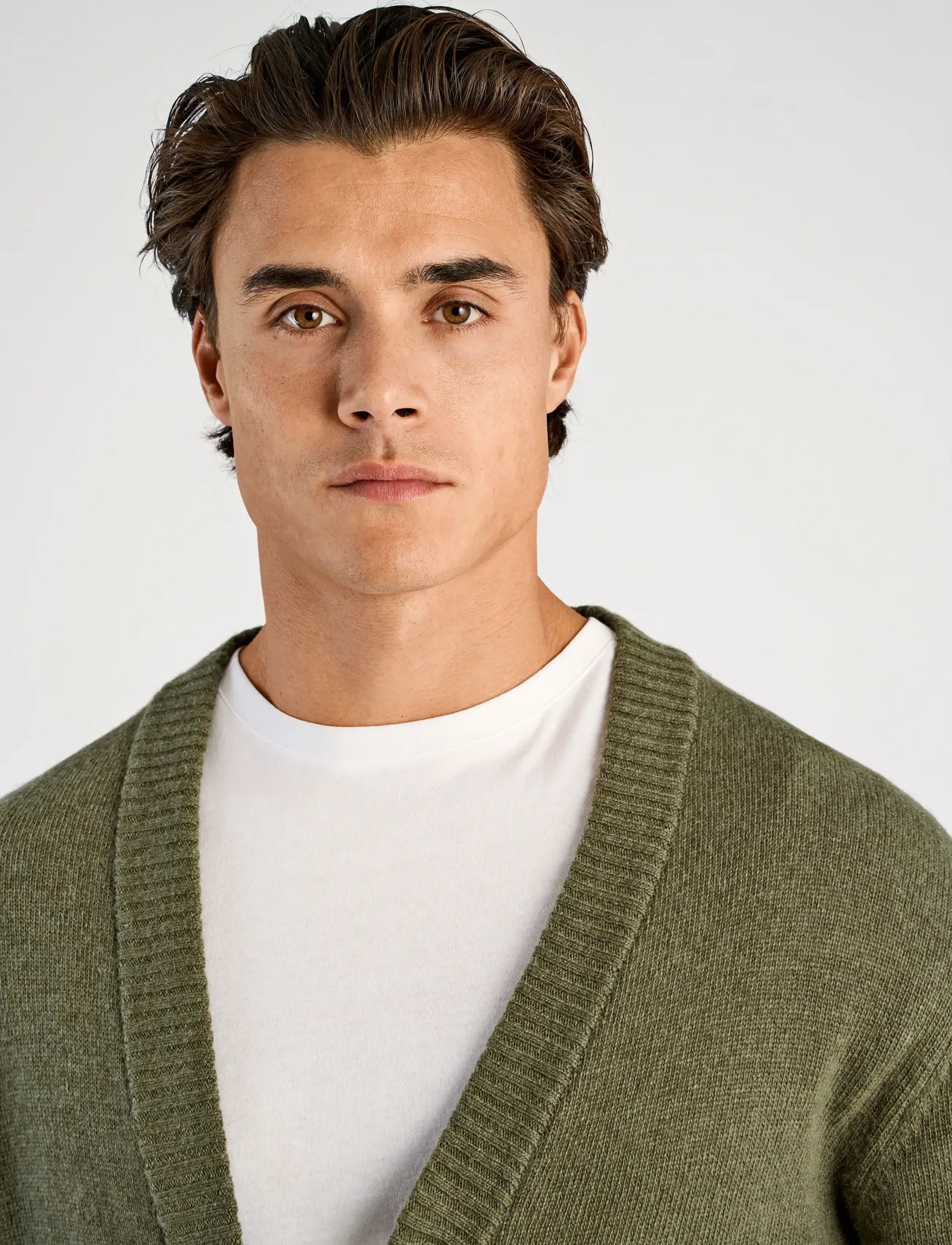 Lindbergh - Lambswool  button cardigan - stickat - dusty army - 5