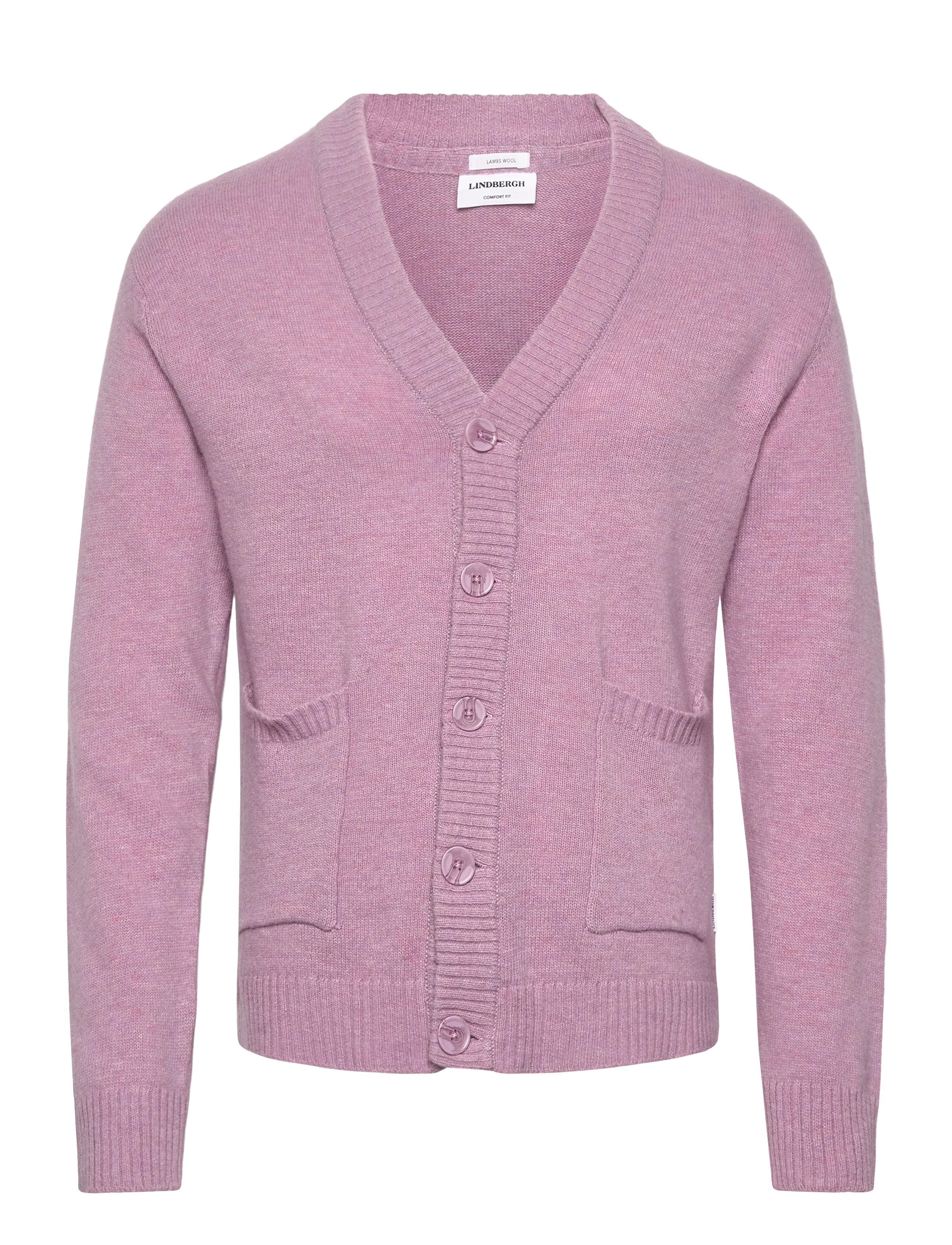 LINDBERGH Lammwolle Button Cardigan Pink - M - Herren