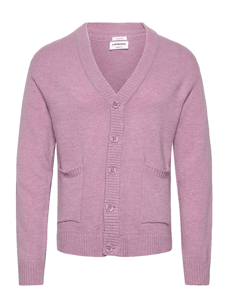 Lindbergh - Lambswool button cardigan - koftor - lavender mel - 0