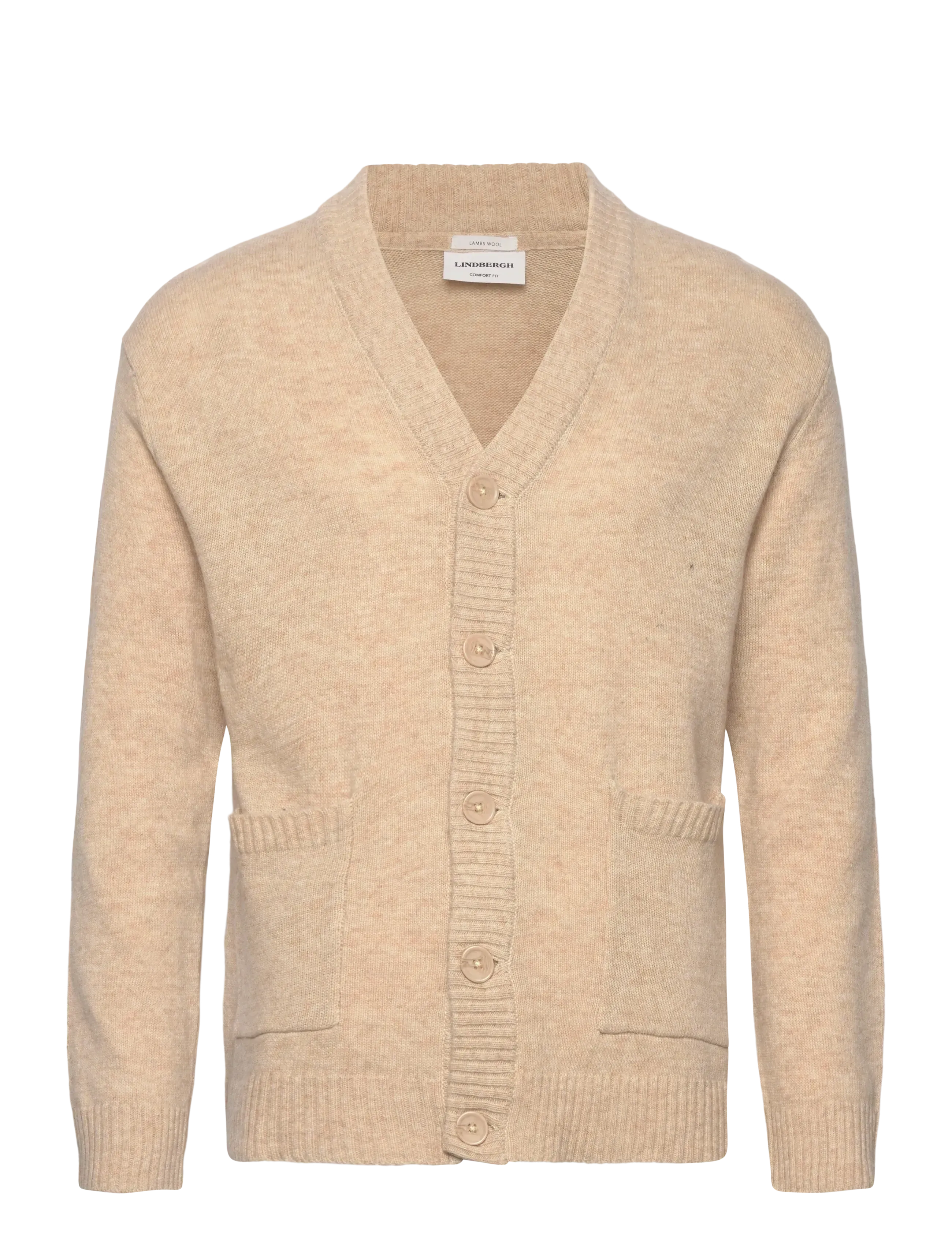 Lindbergh Lambswool  button cardigan - Cardigans - LT SAND MEL / beige