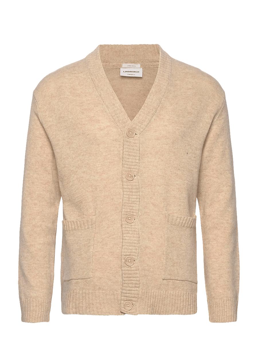 Lindbergh - Lambswool button cardigan - cardigans - lt sand mel - 1