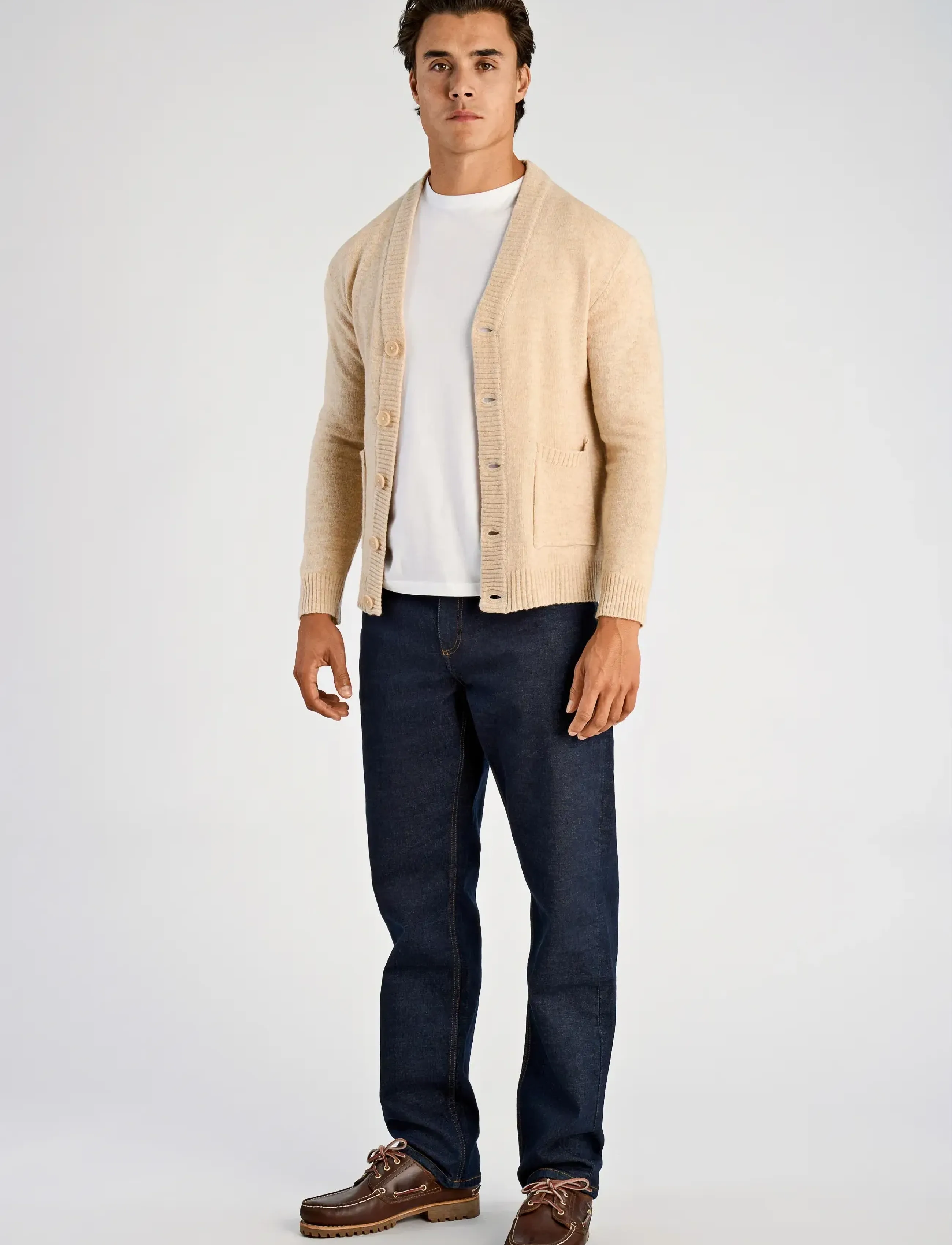 Lindbergh - Lambswool  button cardigan - cardigans - lt sand mel - 4