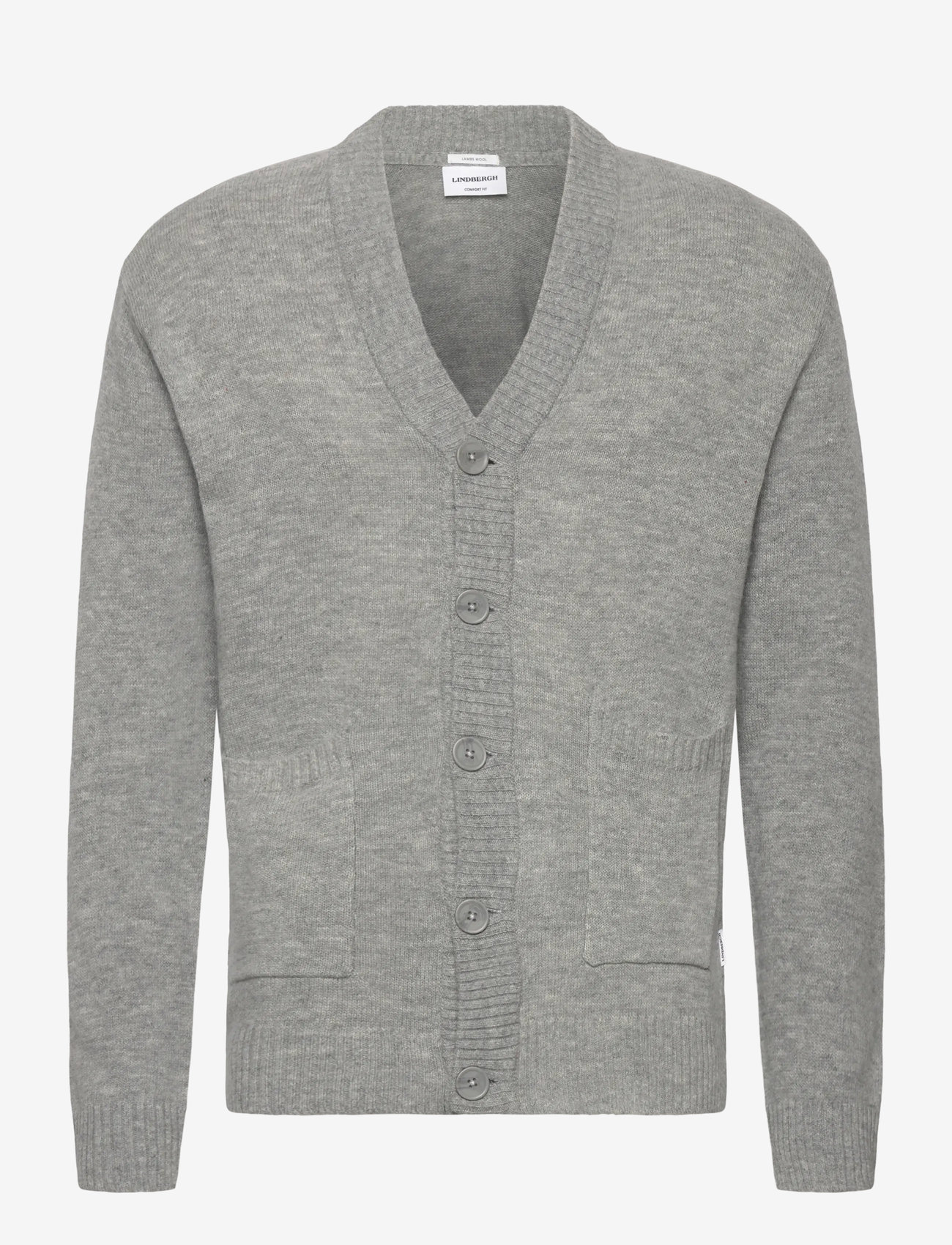 Lindbergh - Lambswool  button cardigan - efterårstøj - mid grey mel - 0
