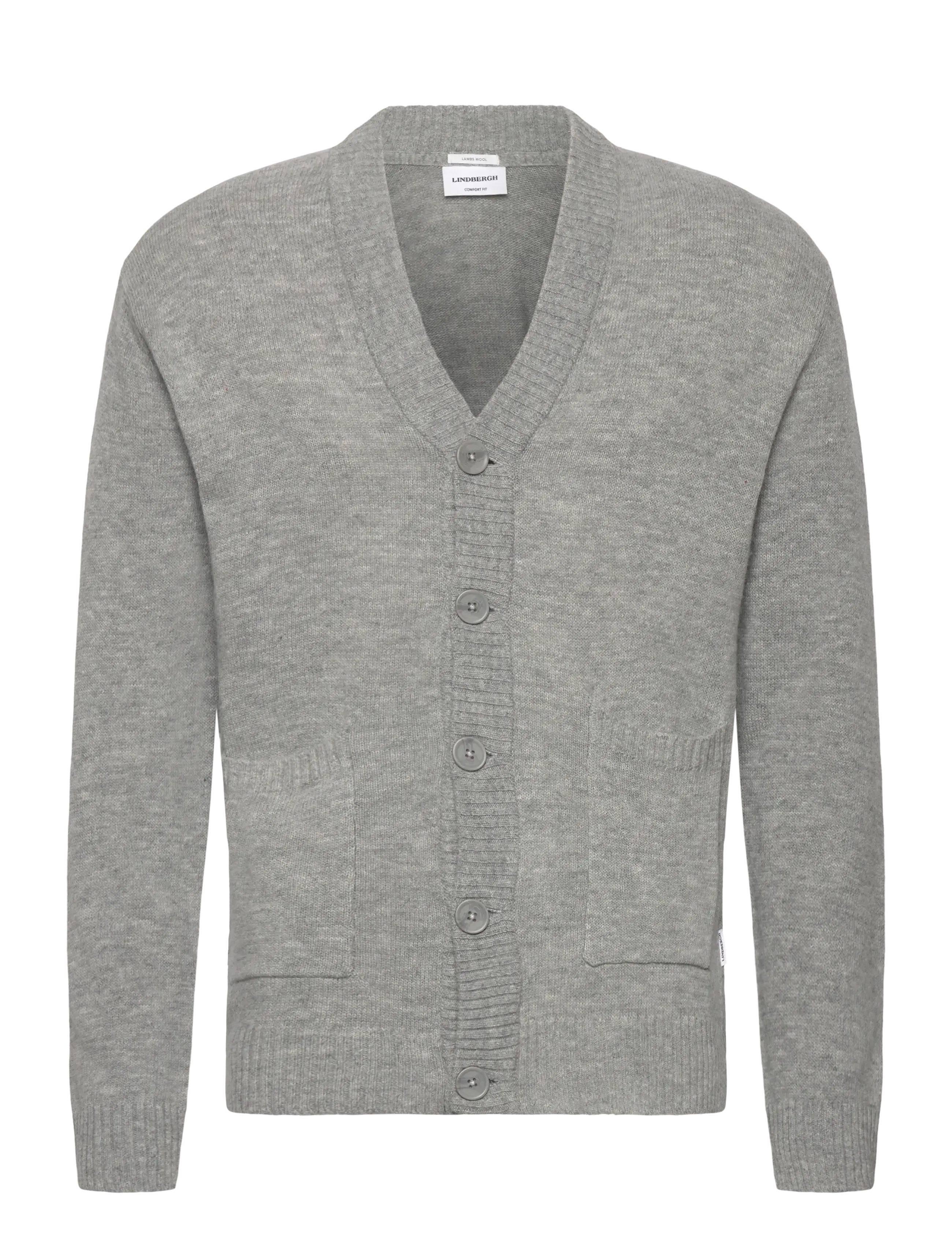 Lindbergh Lambswool  button cardigan - Cardigans - MID GREY MEL / grey