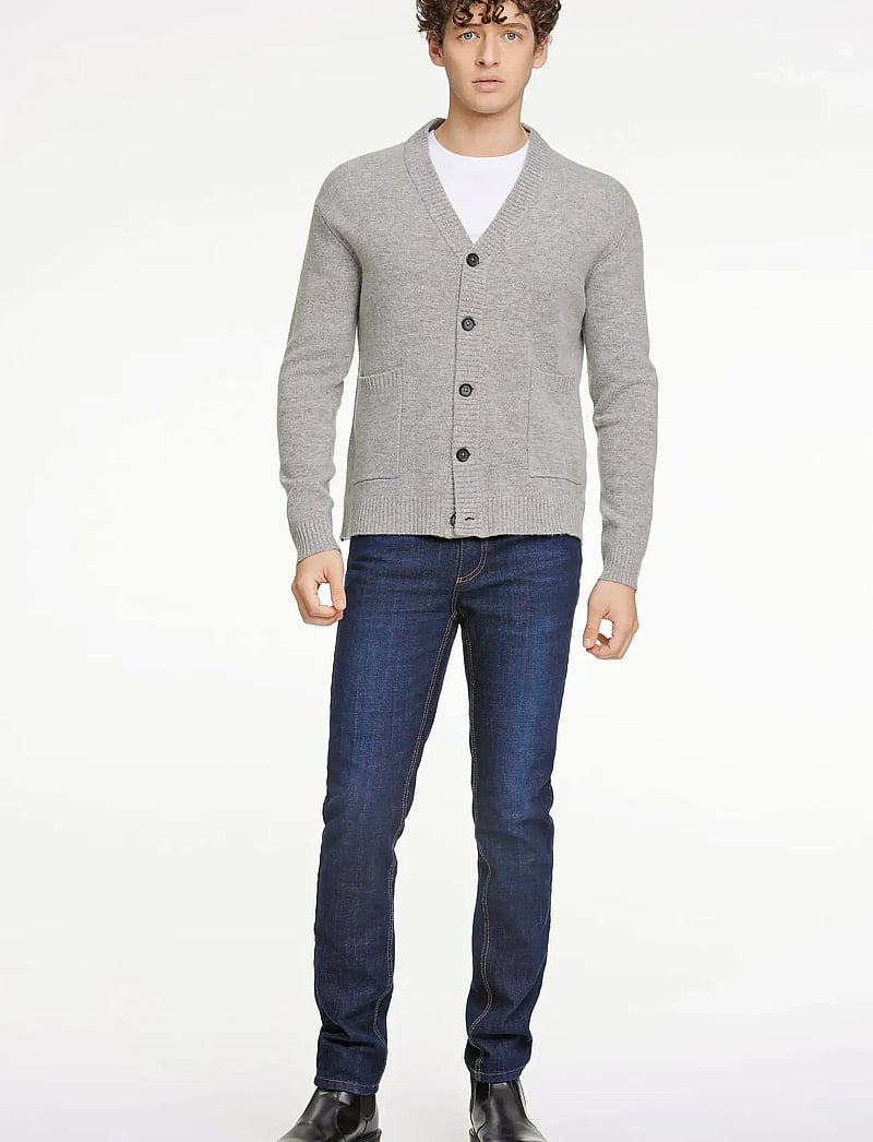 Lindbergh - Lambswool button cardigan - cardigans - mid grey mel - 0