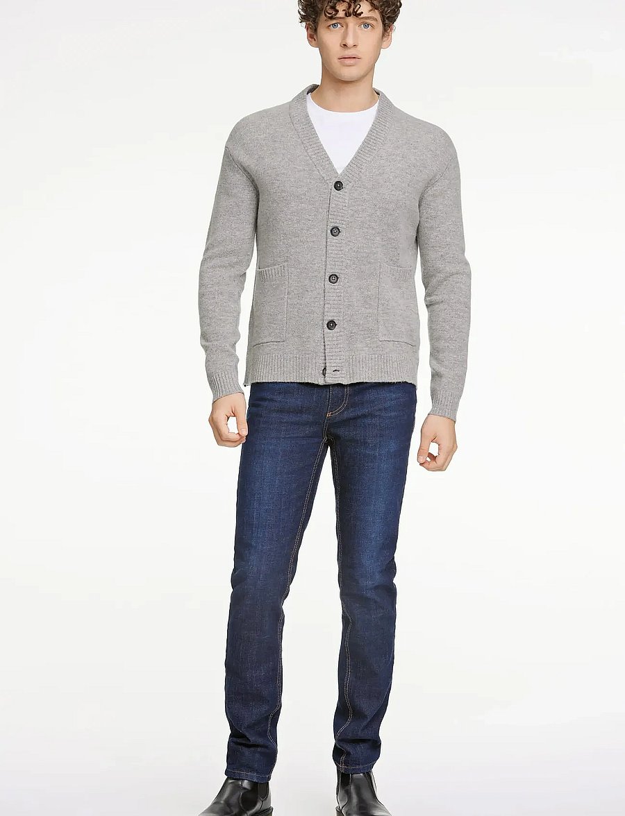 Lindbergh - Lambswool button cardigan - kardiganid - mid grey mel - 0
