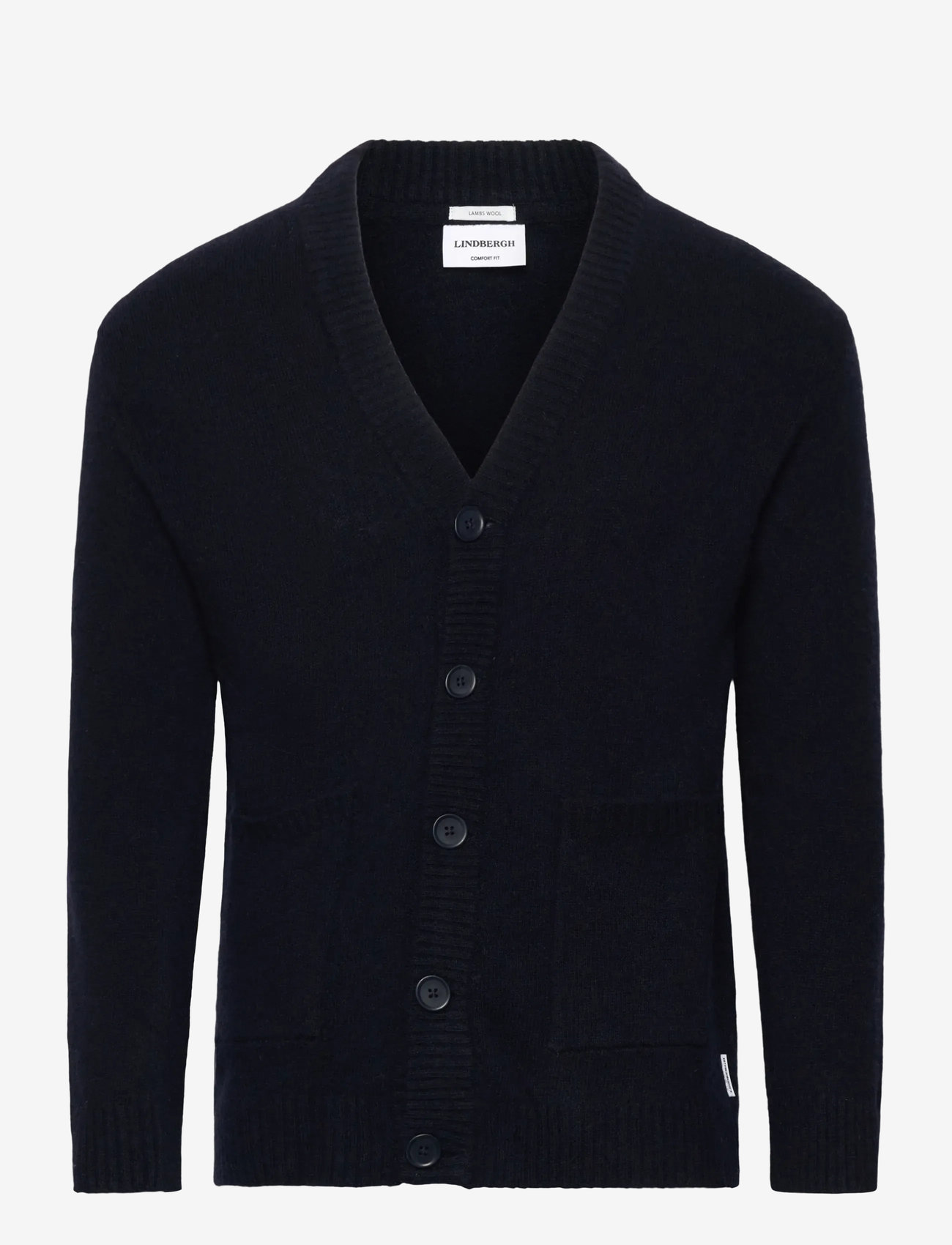 Lindbergh - Lambswool  button cardigan - höstkläder - navy - 0