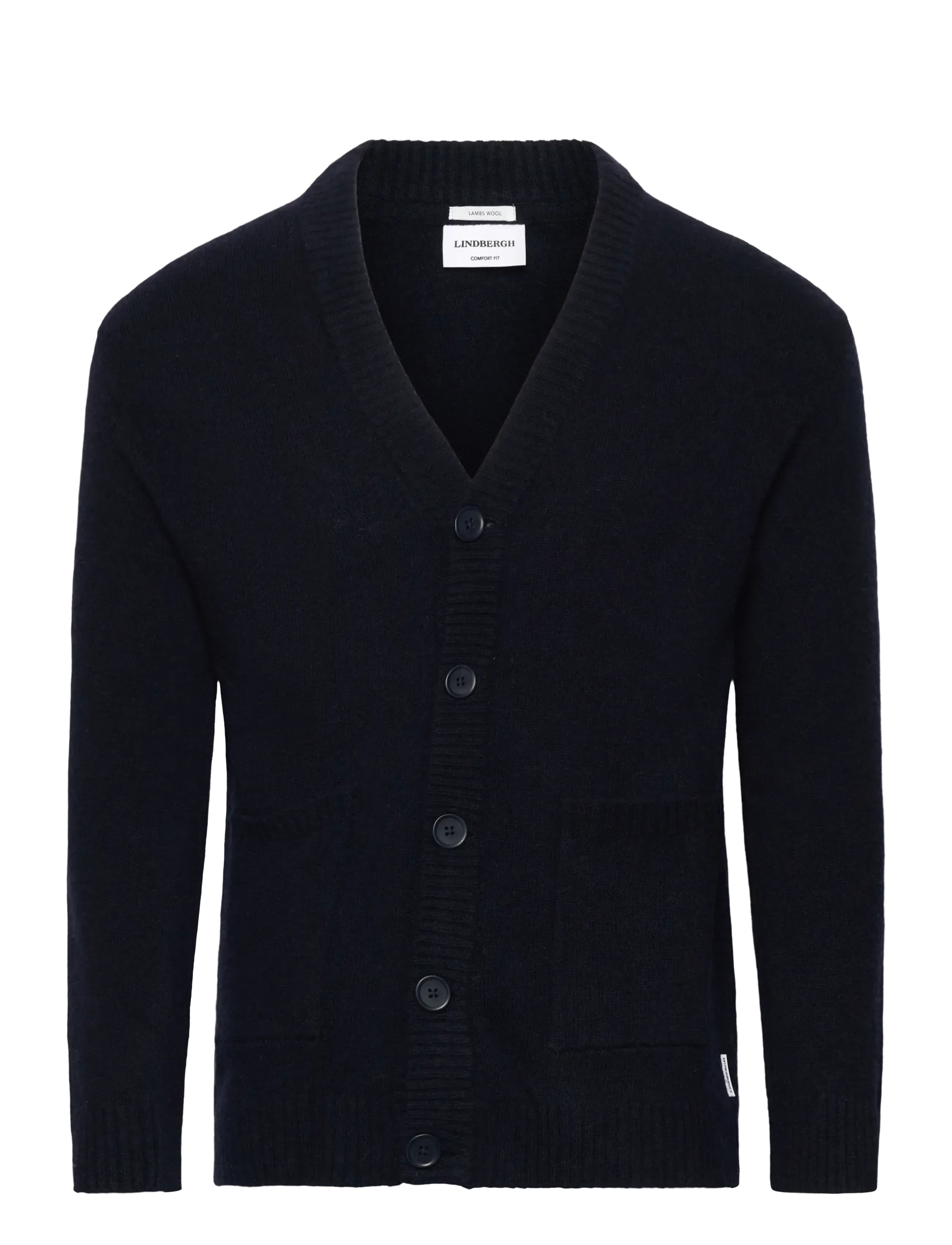 Lindbergh Lambswool  button cardigan - Cardigans - NAVY / navy