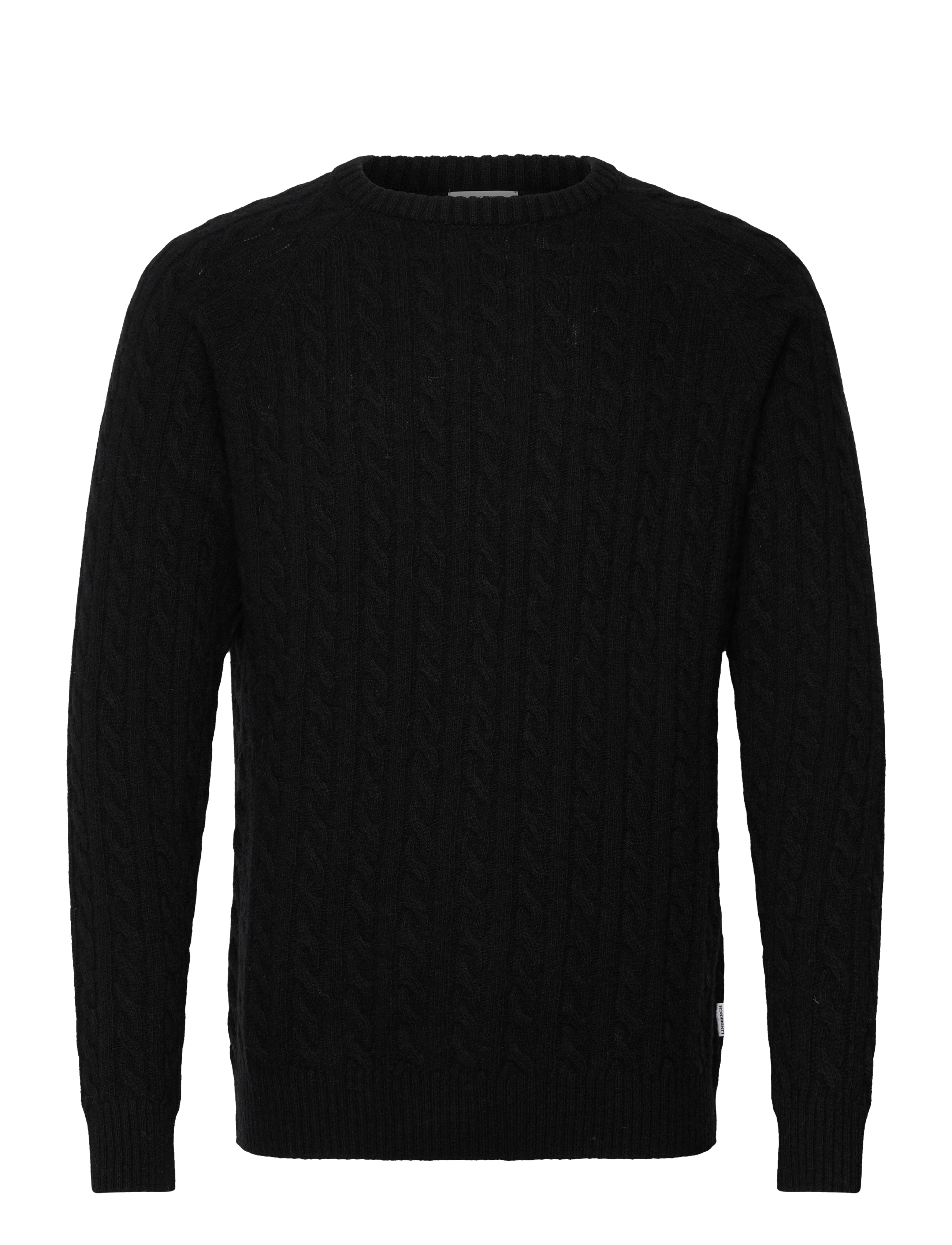 LINDBERGH Lammwolle Raglan Cable O-Neck Knit Schwarz - XXL - Herren
