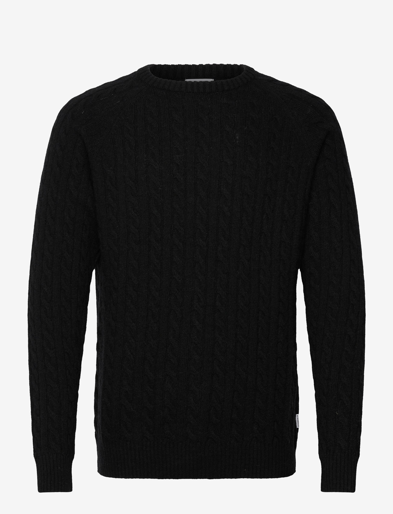 Lindbergh - Lambswool raglan cable o-neck knit - Ümmarguse kaelusega kudumid - black - 1
