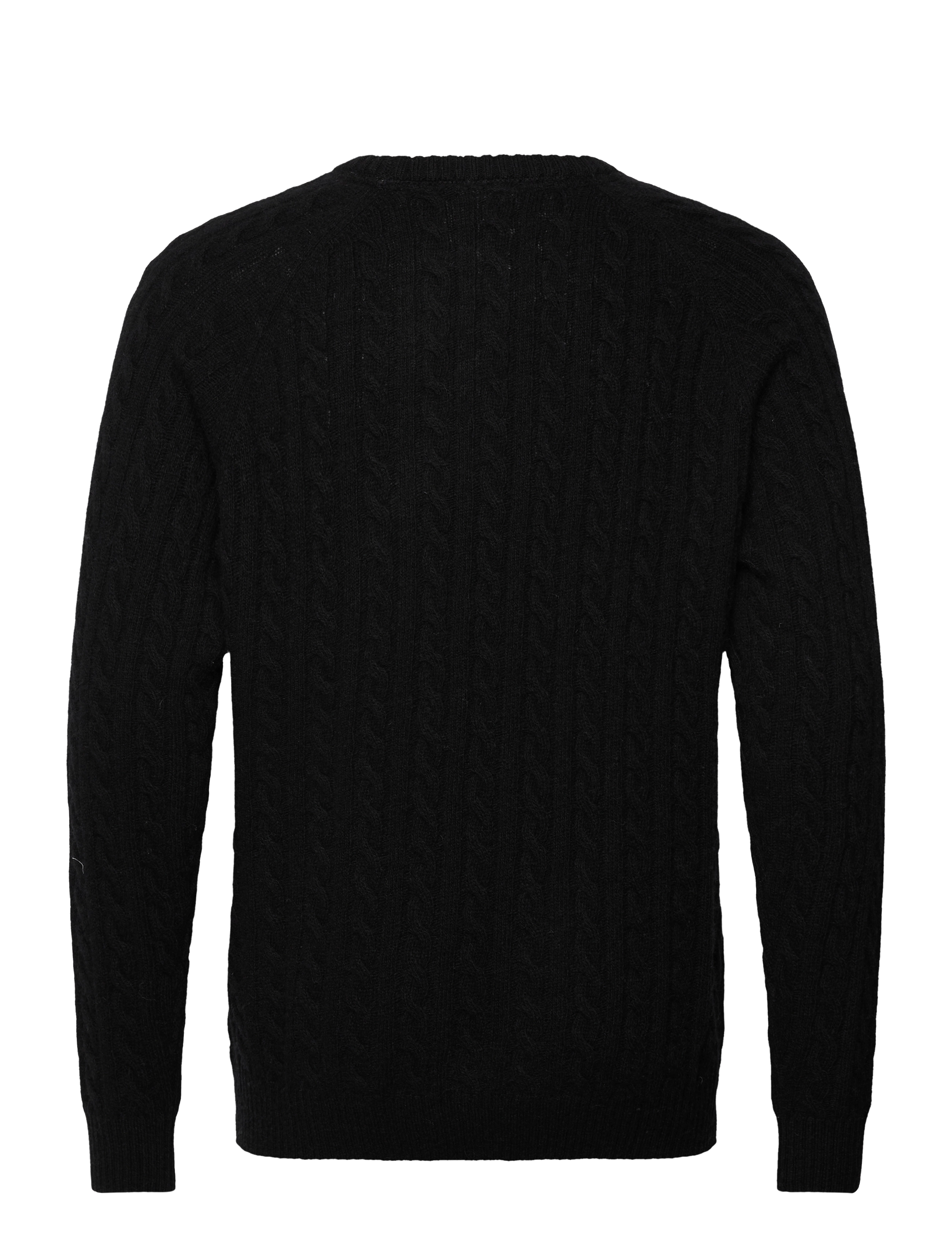 Lindbergh - Lambswool raglan cable o-neck knit - rund hals - black - 2