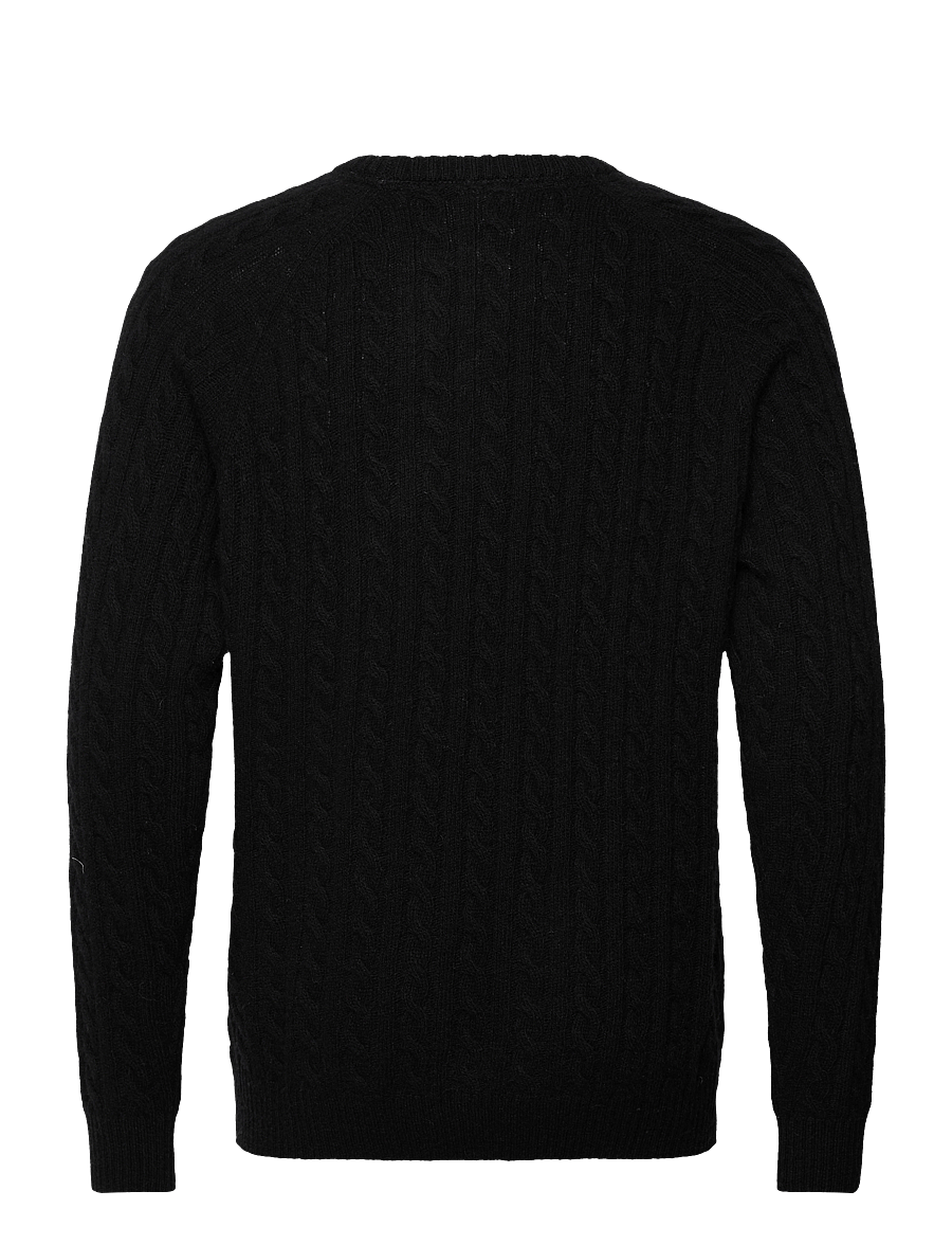 Lindbergh - Lambswool raglan cable o-neck knit - Ümara kaelusega - black - 2