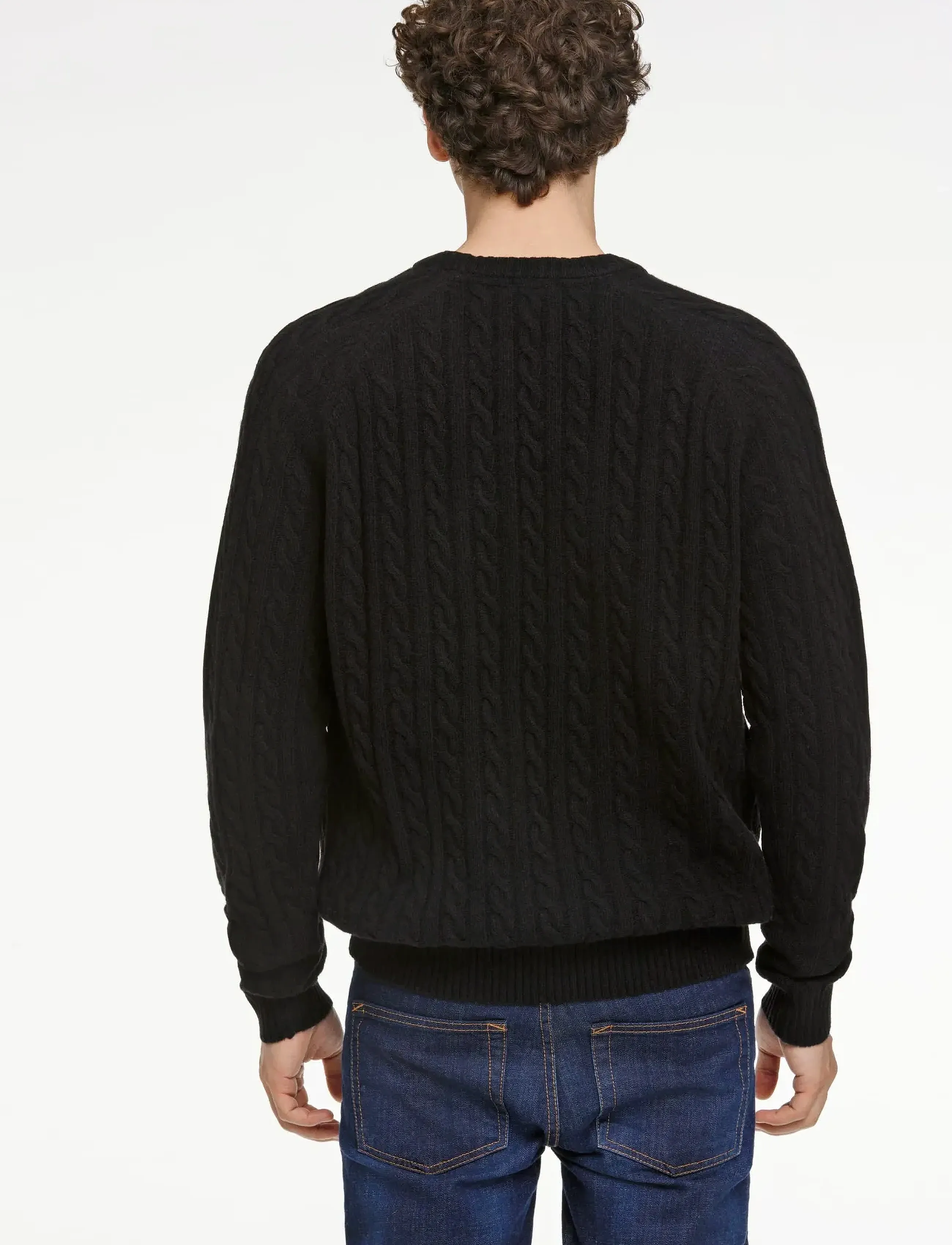 Lindbergh - Lambswool raglan cable o-neck knit - rund hals - black - 4
