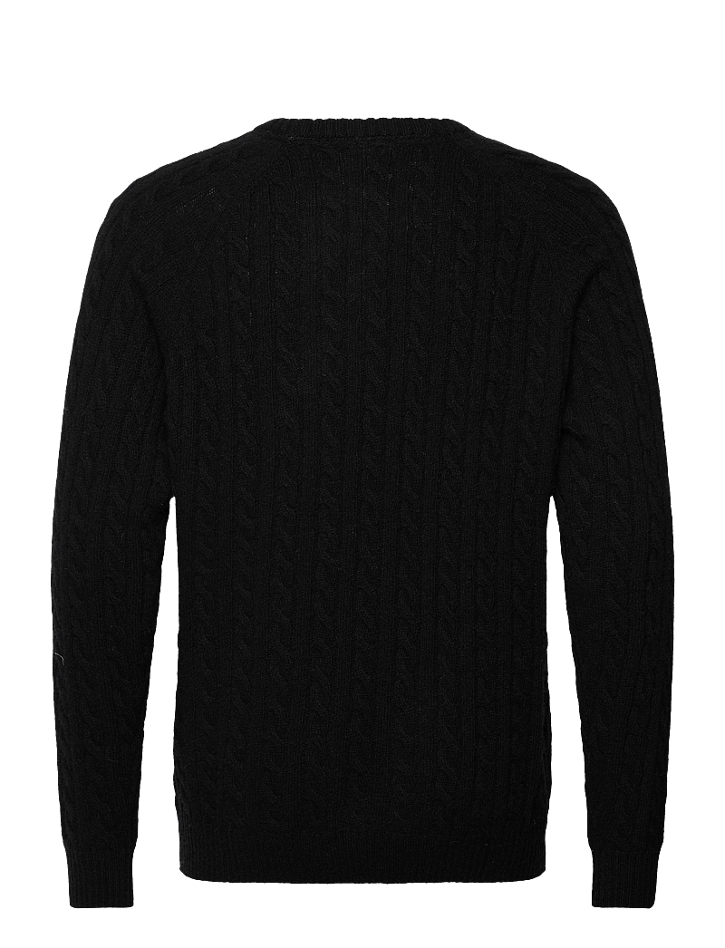 Lindbergh - Lambswool raglan cable o-neck knit - pyöreäaukkoiset - black - 2