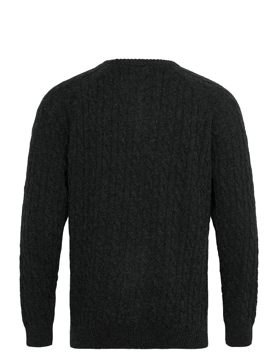 Lindbergh - Lambswool raglan cable o-neck knit - rundhals - charcoal mel - 2