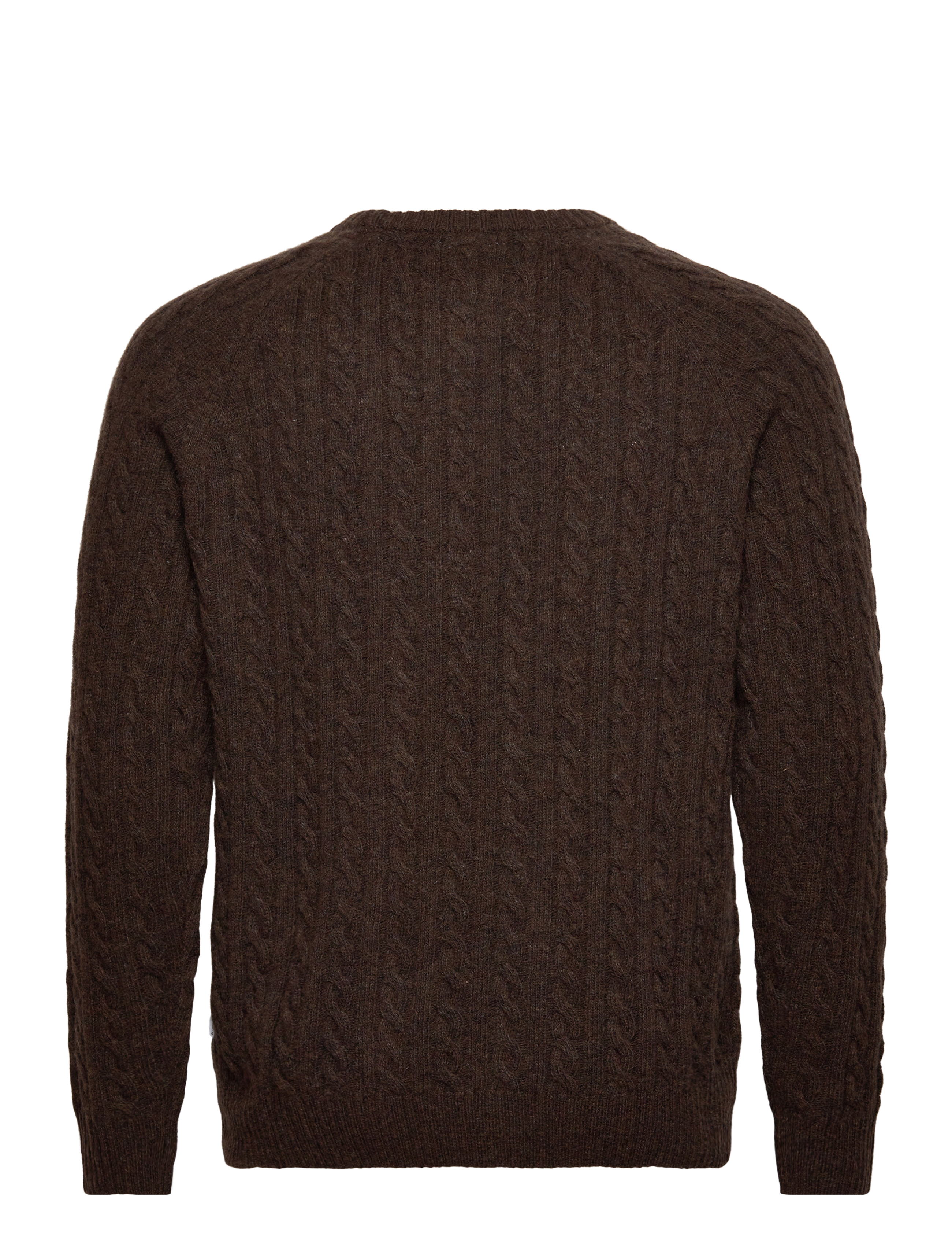 Lindbergh - Lambswool raglan cable o-neck knit - rundhals - dk brown mel - 2