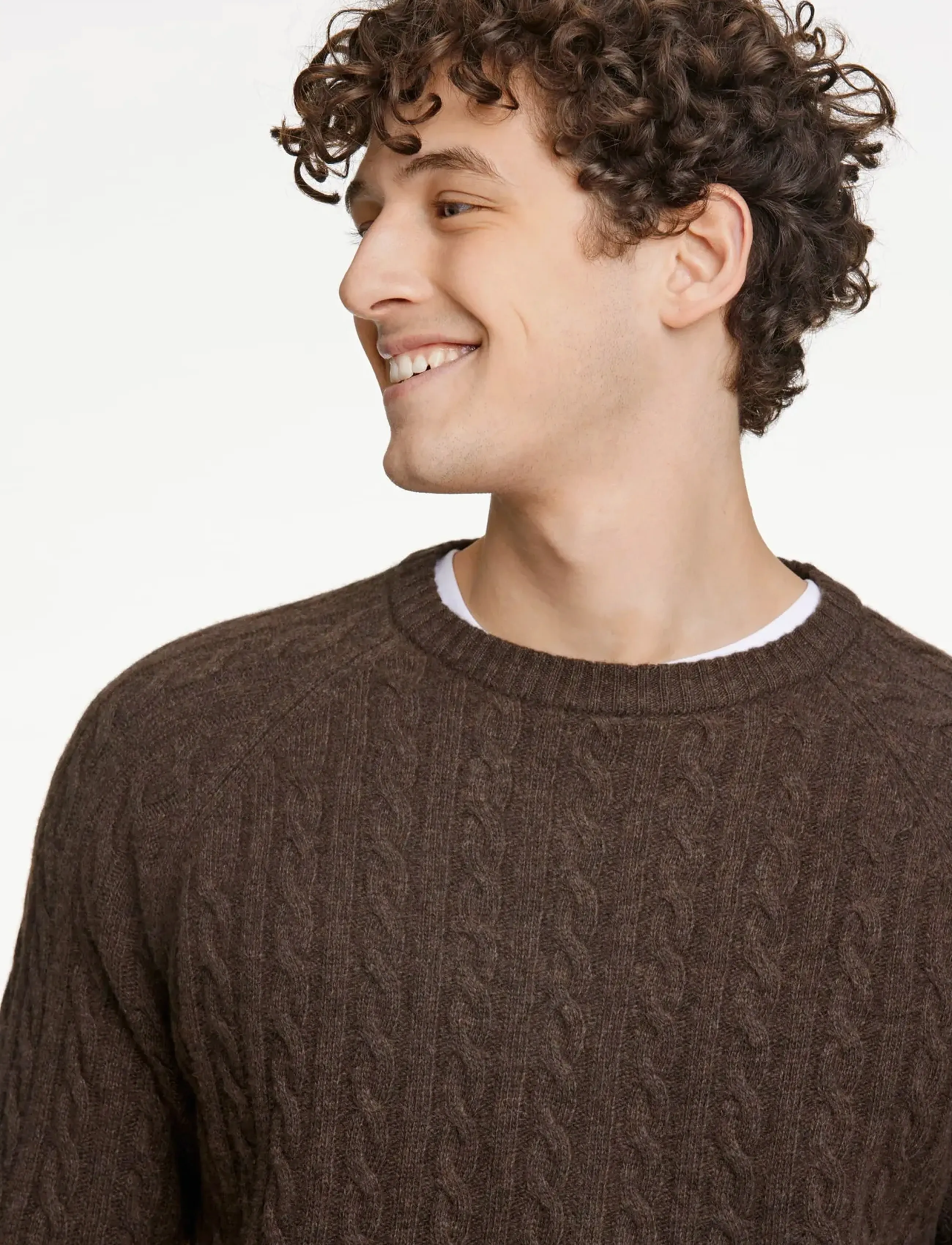 Lindbergh - Lambswool raglan cable o-neck knit - rundhals - dk brown mel - 3