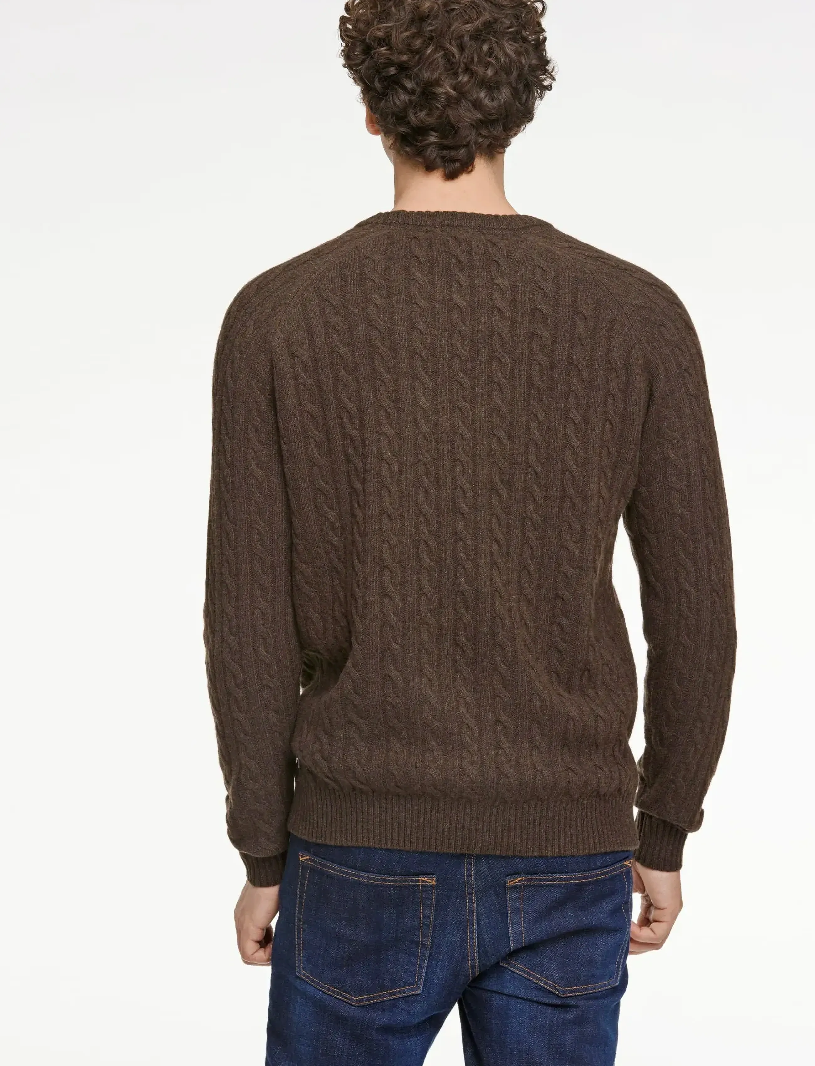 Lindbergh - Lambswool raglan cable o-neck knit - rundhals - dk brown mel - 4
