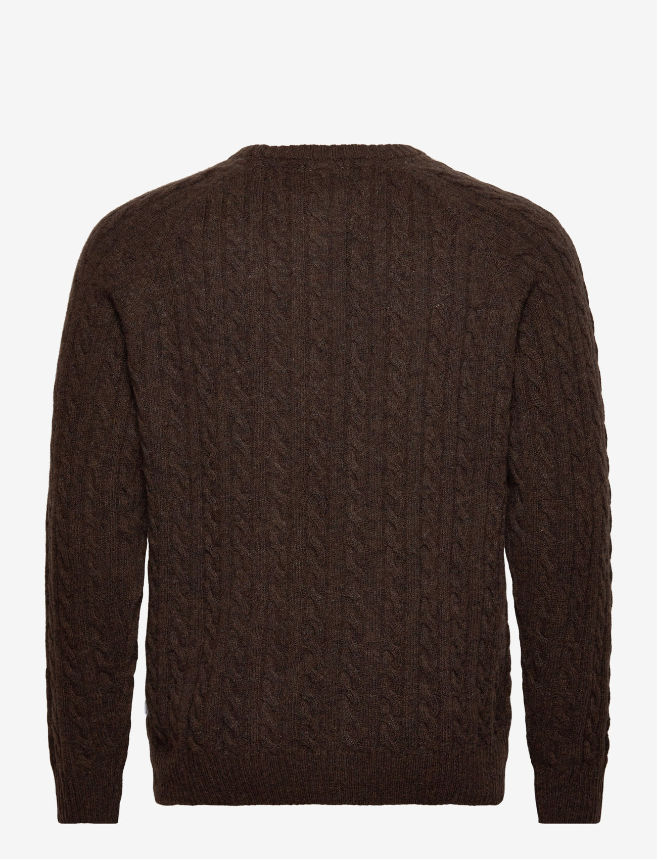 Lindbergh - Lambswool raglan cable o-neck knit - Ümmarguse kaelusega kudumid - dk brown mel - 2