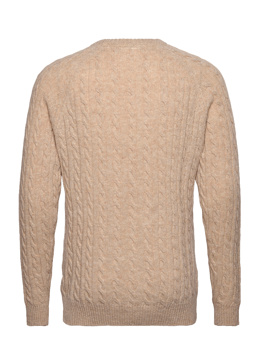 Lindbergh - Lambswool raglan cable o-neck knit - Ümara kaelusega - lt sand mel - 2