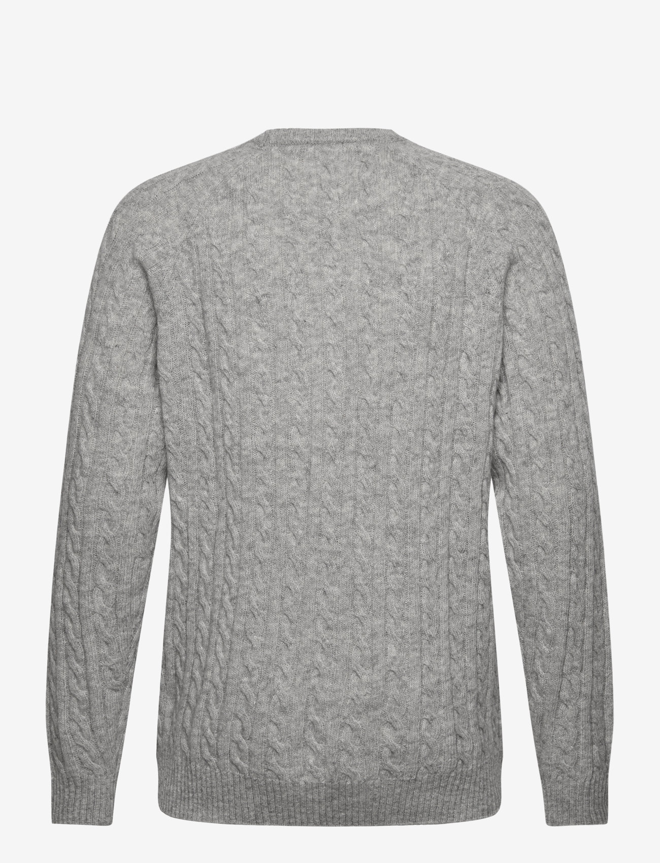 Lindbergh - Lambswool raglan cable o-neck knit - Ümmarguse kaelusega kudumid - mid grey mel - 2