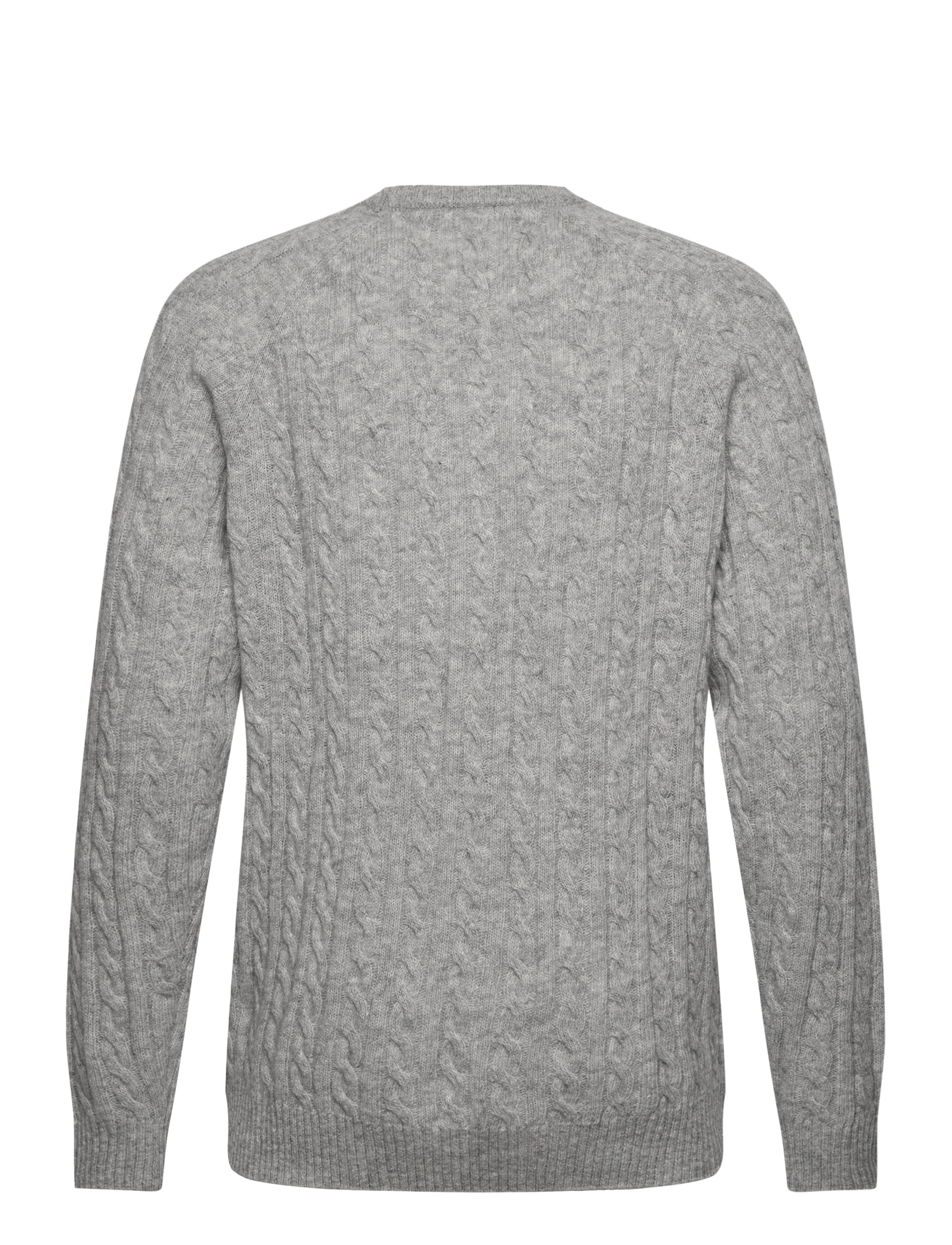 Lindbergh - Lambswool raglan cable o-neck knit - rund hals - mid grey mel - 2