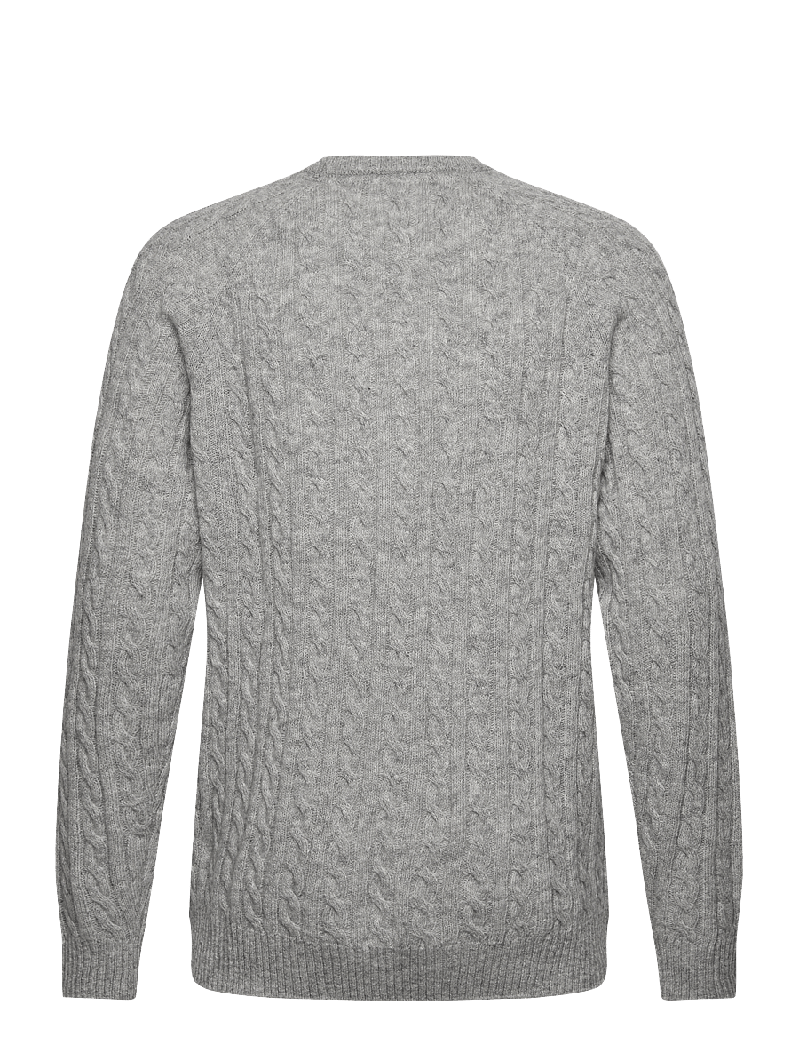 Lindbergh - Lambswool raglan cable o-neck knit - rundhals - mid grey mel - 2