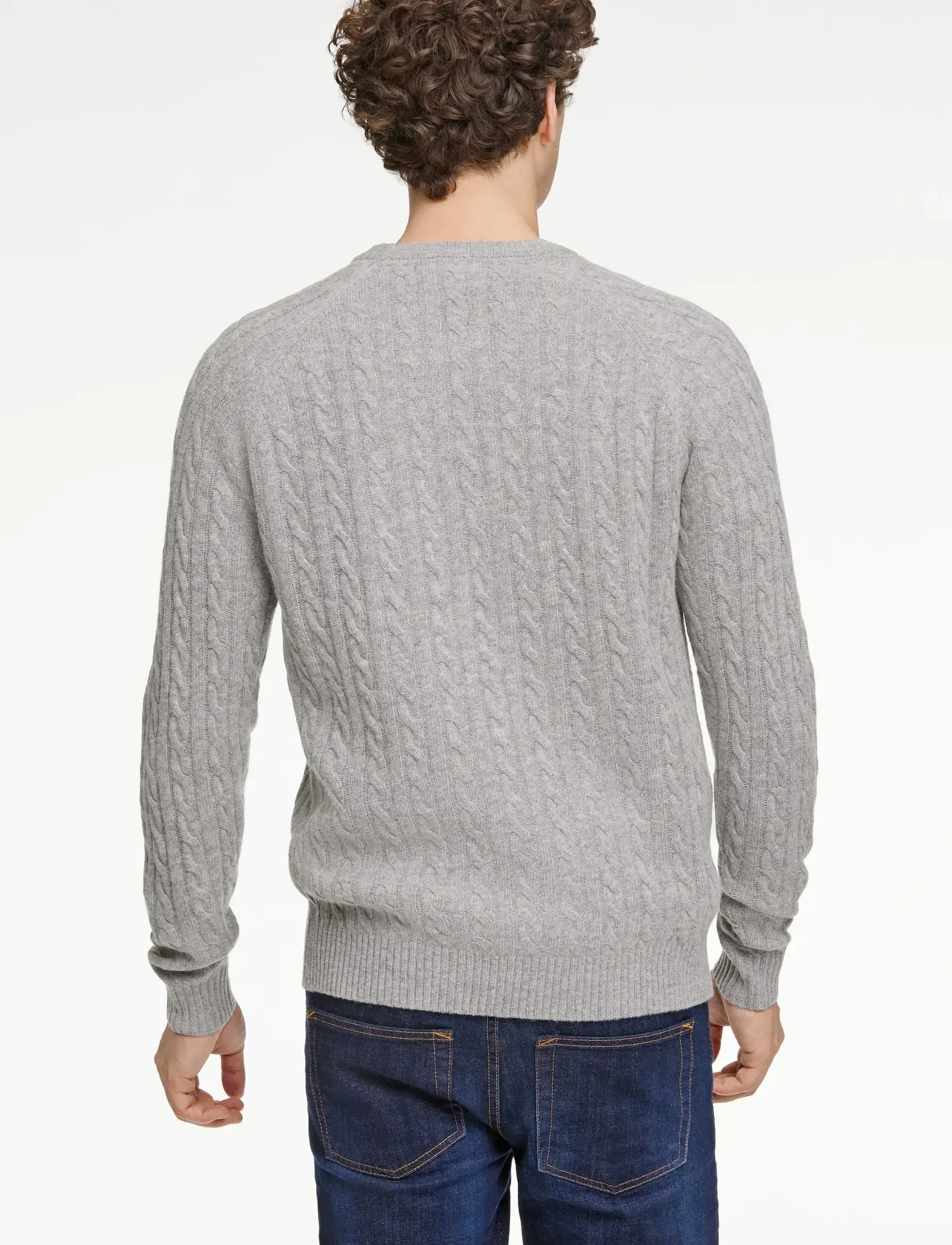 Lindbergh - Lambswool raglan cable o-neck knit - rund hals - mid grey mel - 4