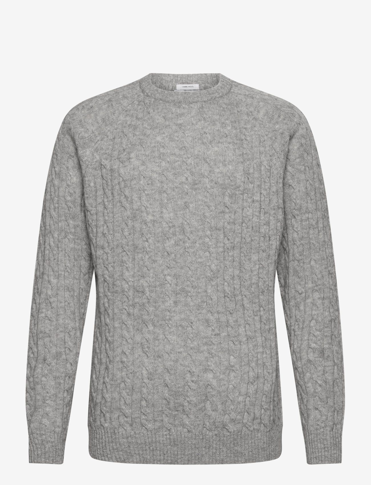 Lindbergh - Lambswool raglan cable o-neck knit - Ümmarguse kaelusega kudumid - mid grey mel - 1