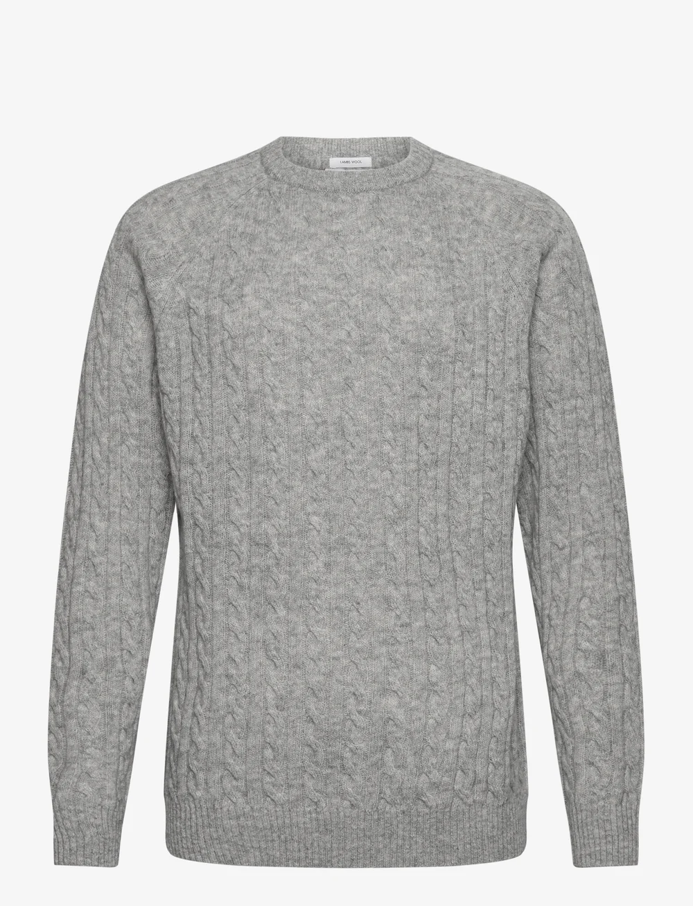 Lindbergh - Lambswool raglan cable o-neck knit - pyöreäaukkoiset - mid grey mel - 1
