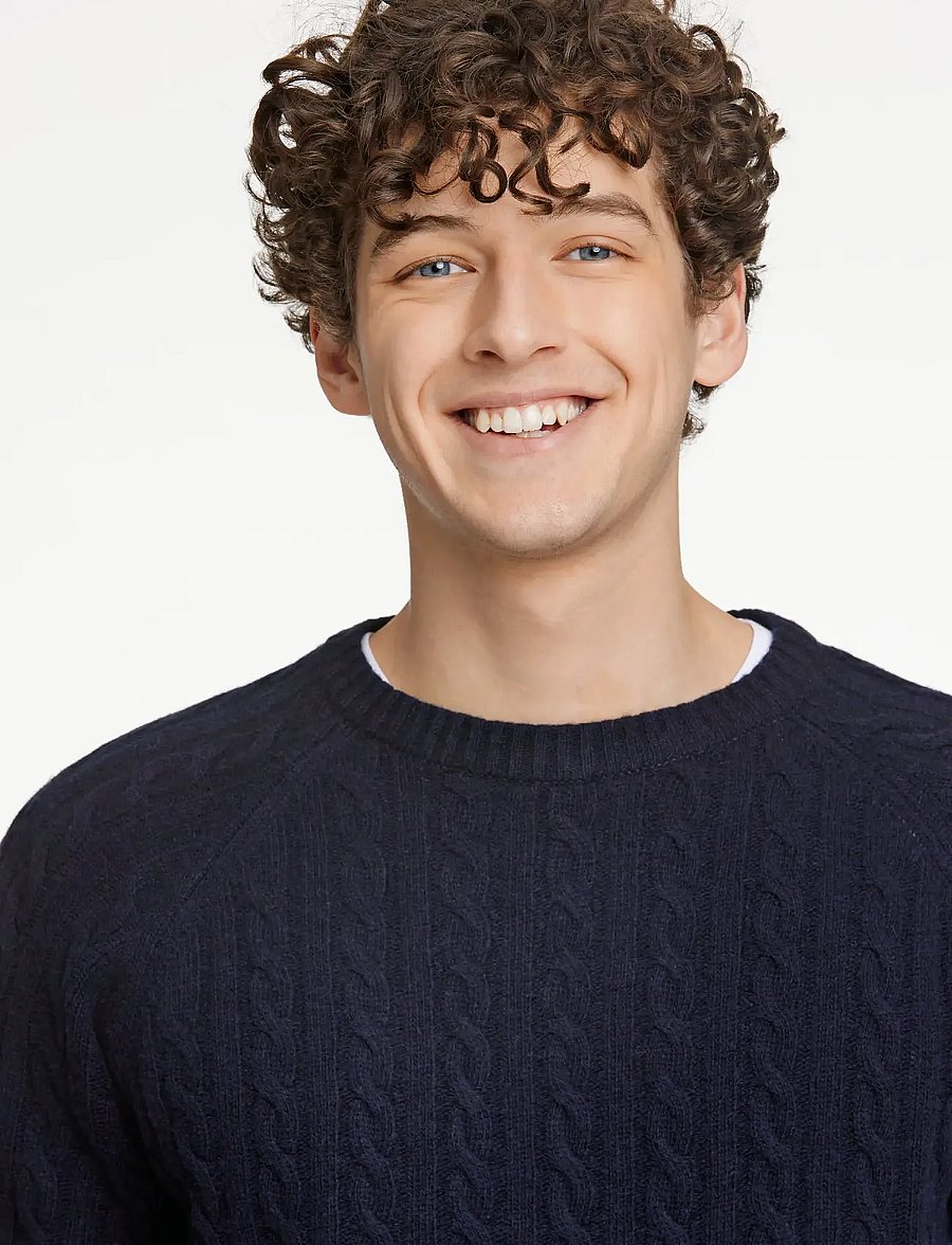 Lindbergh - Lambswool raglan cable o-neck knit - rundhals - navy - 3