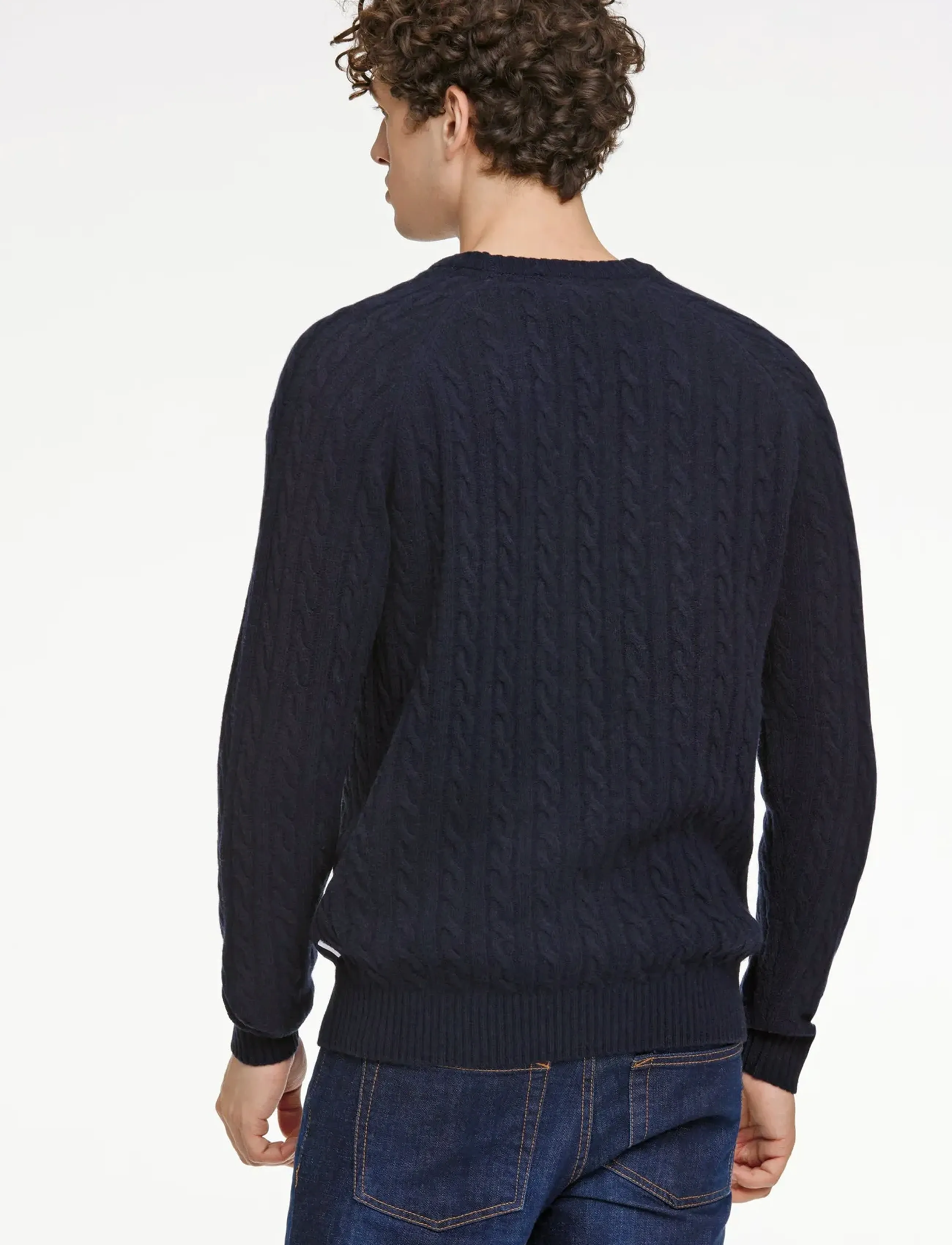 Lindbergh - Lambswool raglan cable o-neck knit - basisstrikkeplagg - navy - 4