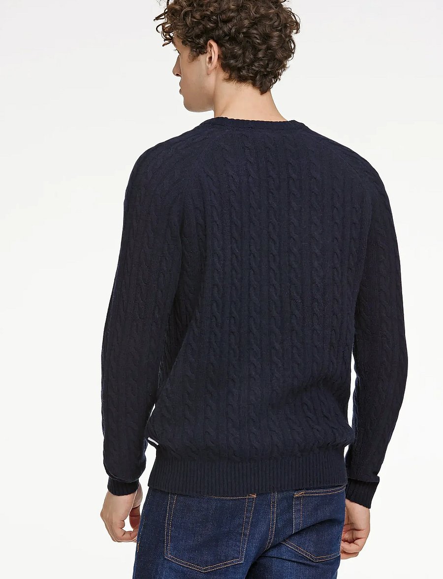 Lindbergh - Lambswool raglan cable o-neck knit - rundhals - navy - 4