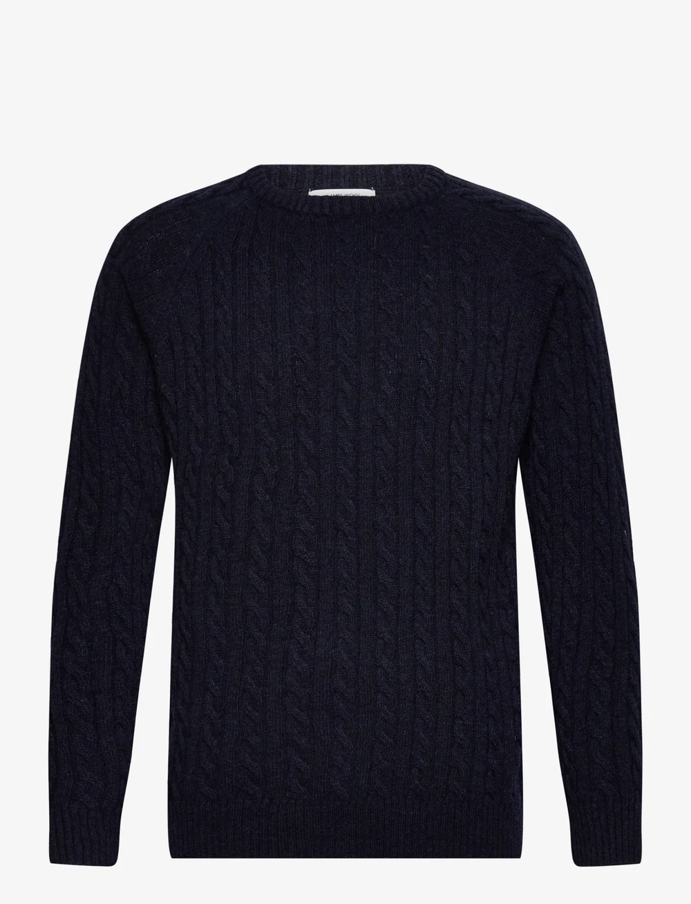 Lindbergh - Lambswool raglan cable o-neck knit - rund hals - navy - 1