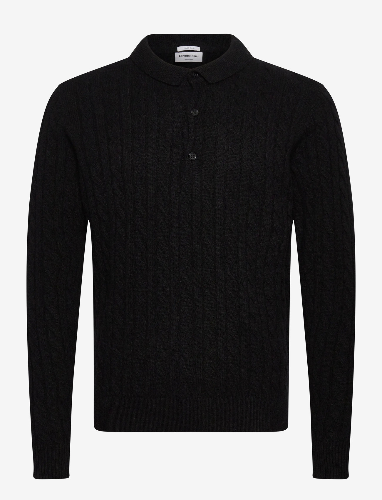 Lindbergh - Lambswool L/S button polo - polos en tricot à manches longues - black - 1
