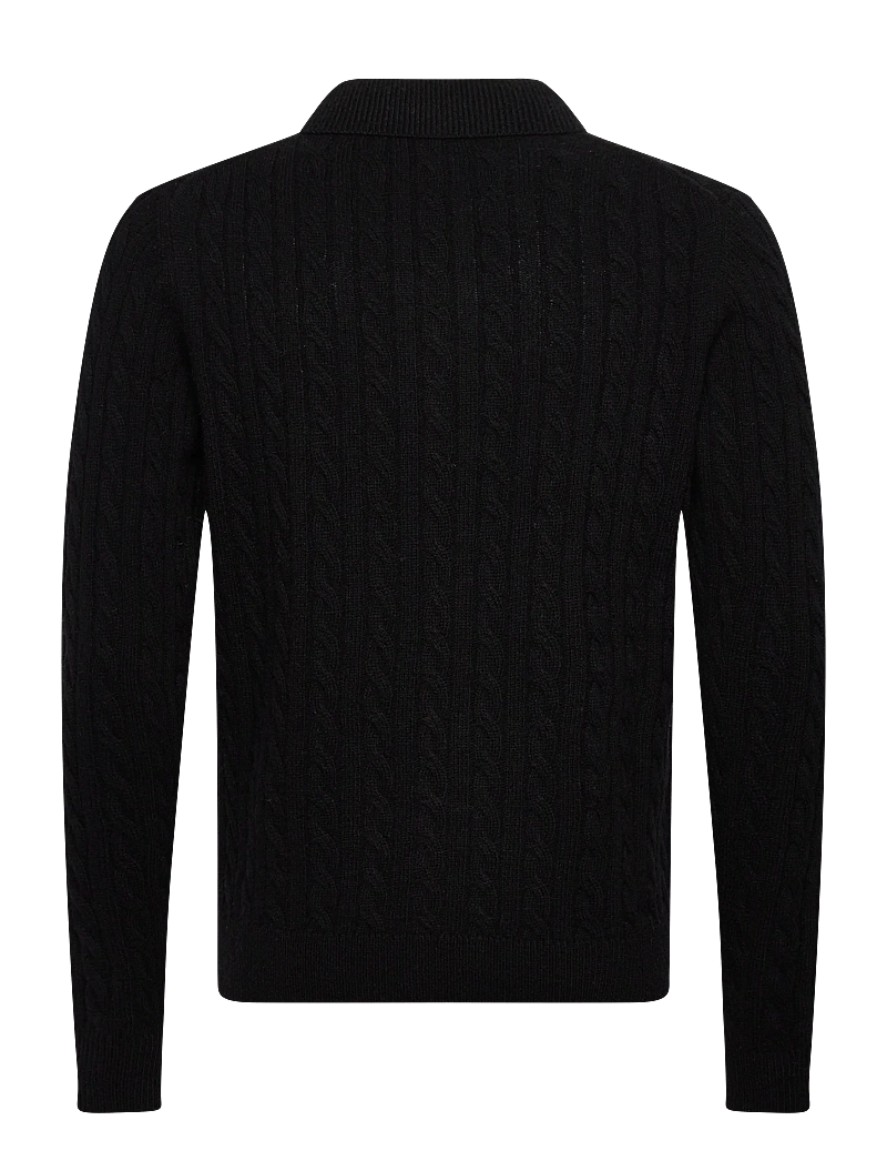 Lindbergh - Lambswool L/S button polo - polos en tricot à manches longues - black - 2