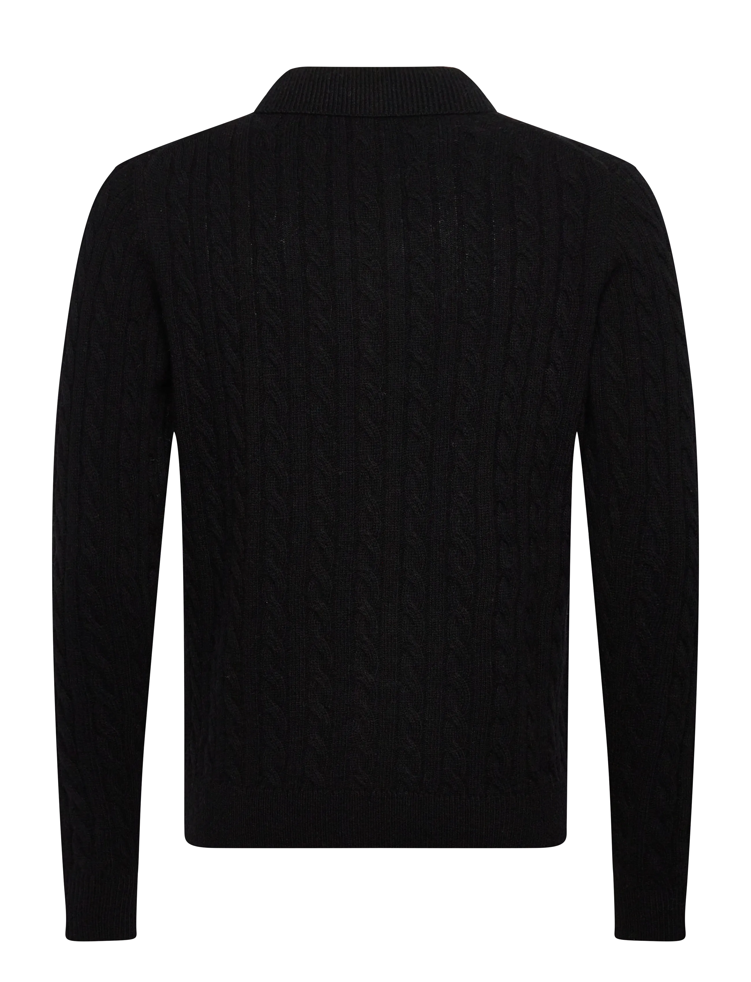 Lindbergh - Lambswool L/S button polo - långärmade stickade pikétröjor - black - 2