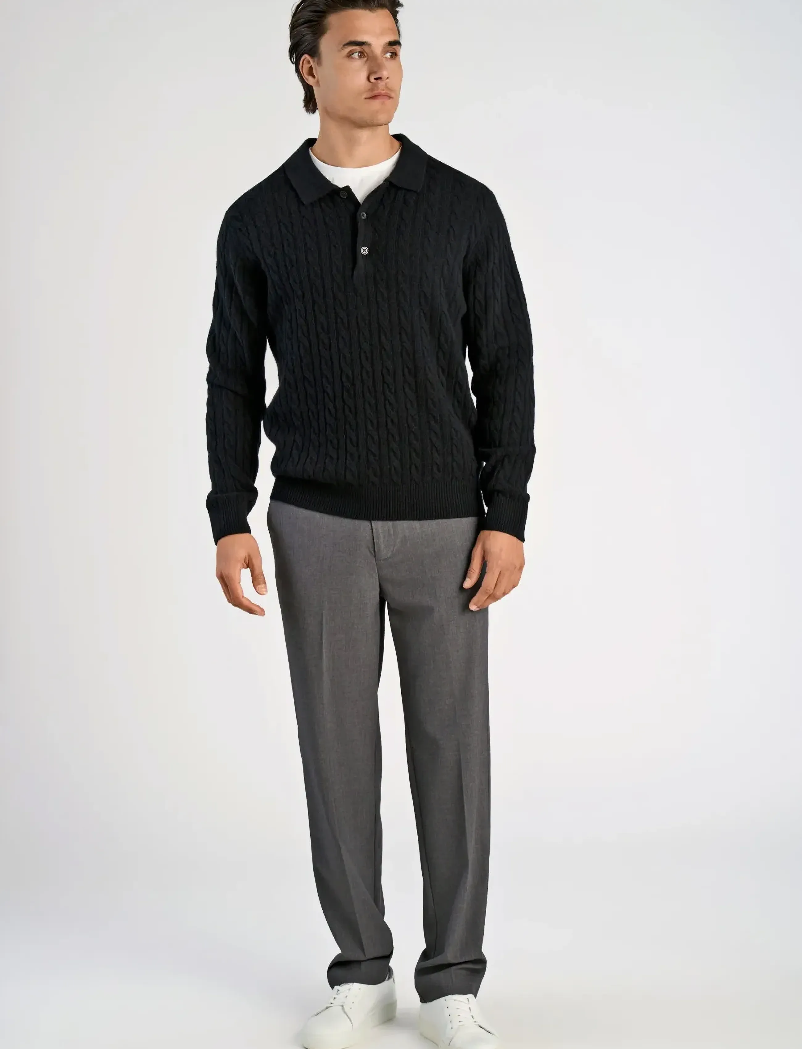 Lambswool L/S Button Polo