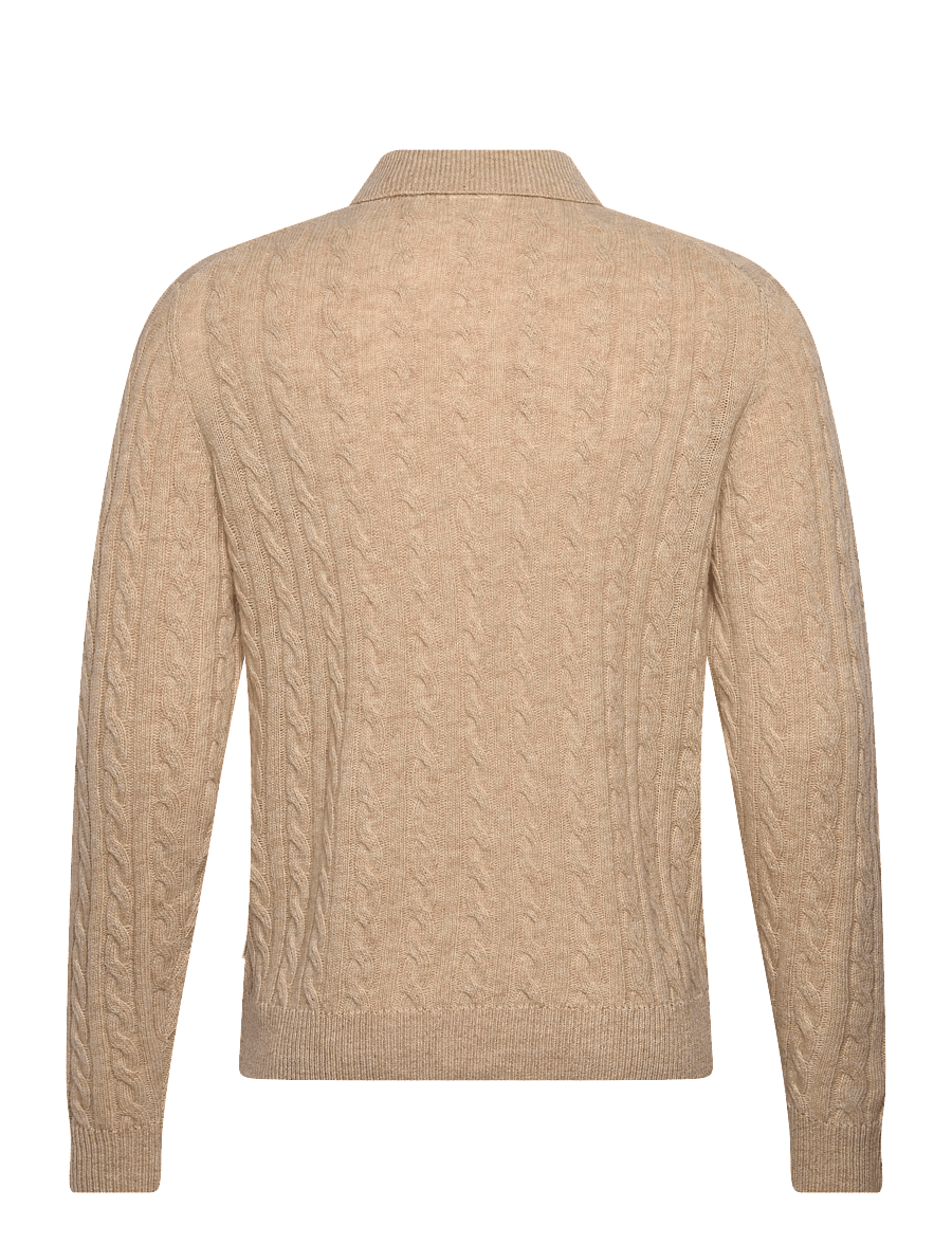 Lindbergh - Lambswool L/S button polo - langärmelige gestrickte polohemden - lt sand mel - 2